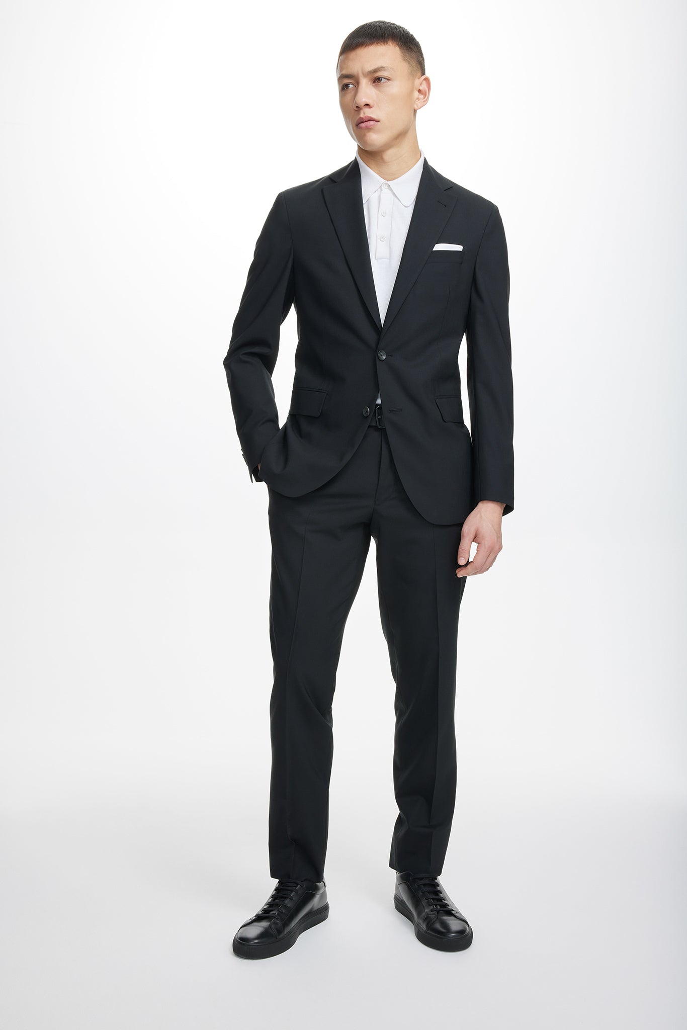 Men's Dean Black Solid Wool Stretch Suit - Jack Victor