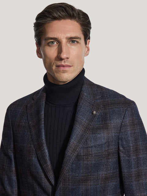 Midland Navy and Soft Brown Plaid Blazer