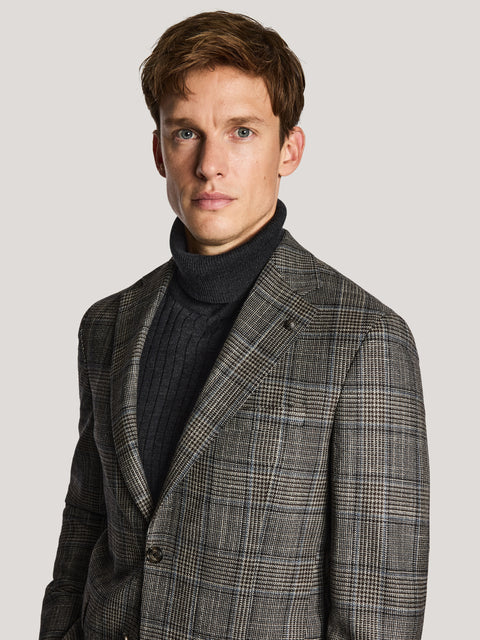 McAllen Brown Plaid with Light Blue Windowpane Blazer