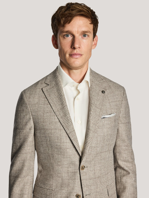 Midland Light Tan Tonal Plaid Blazer