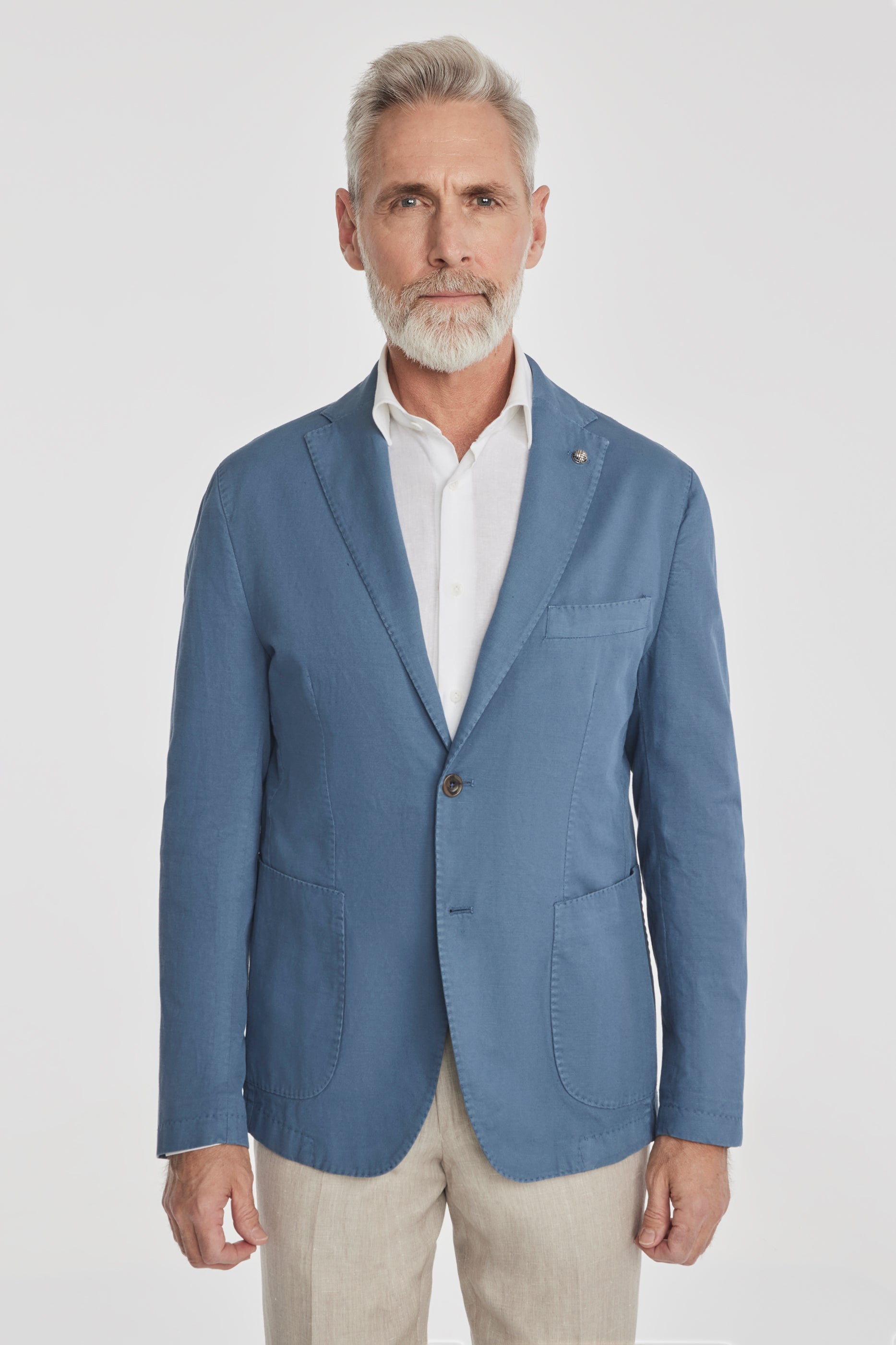 Vue alternative Eaton veston en coton et lin en bleu ciel