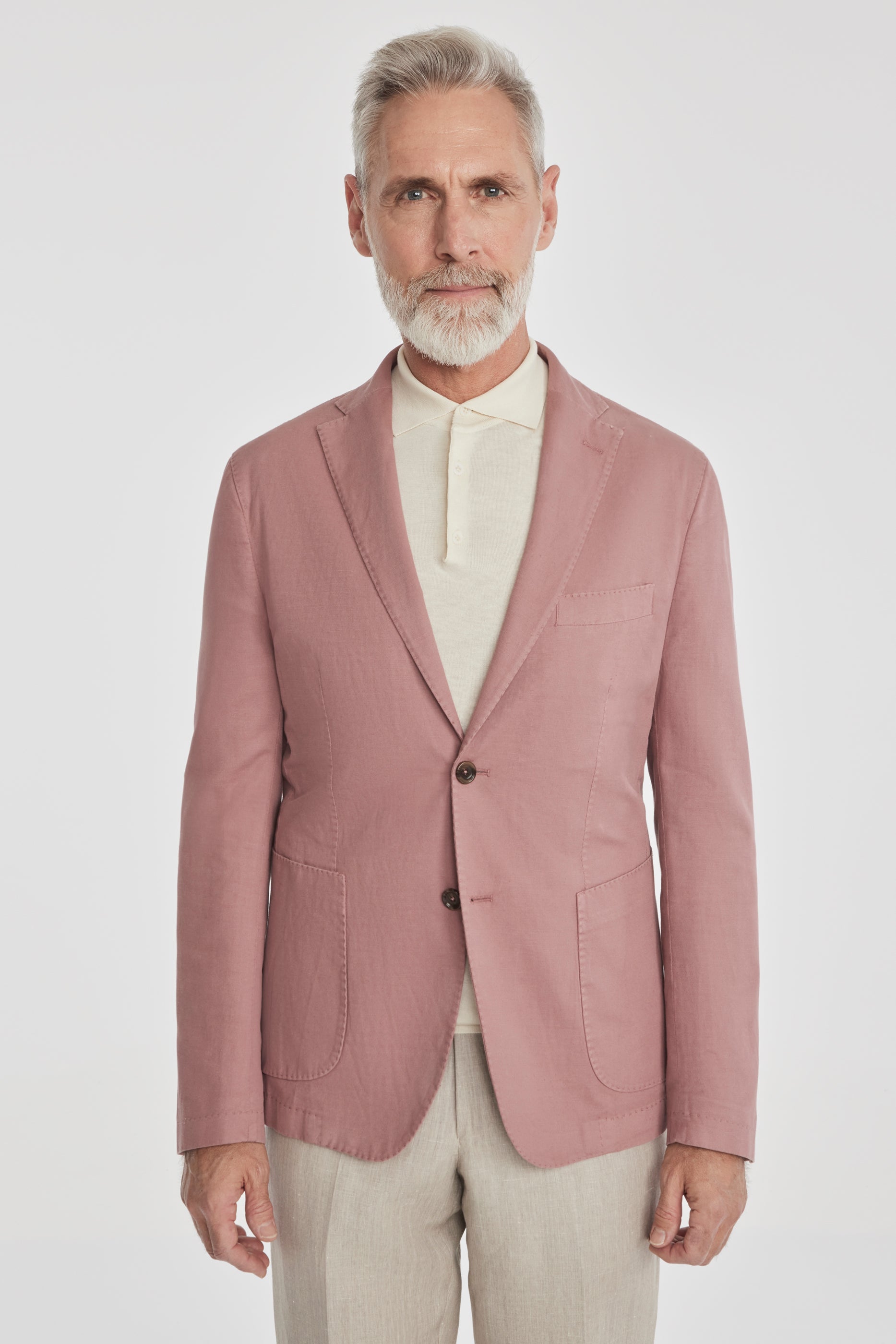 Vue alternative Eaton veston en coton et lin en rose corail