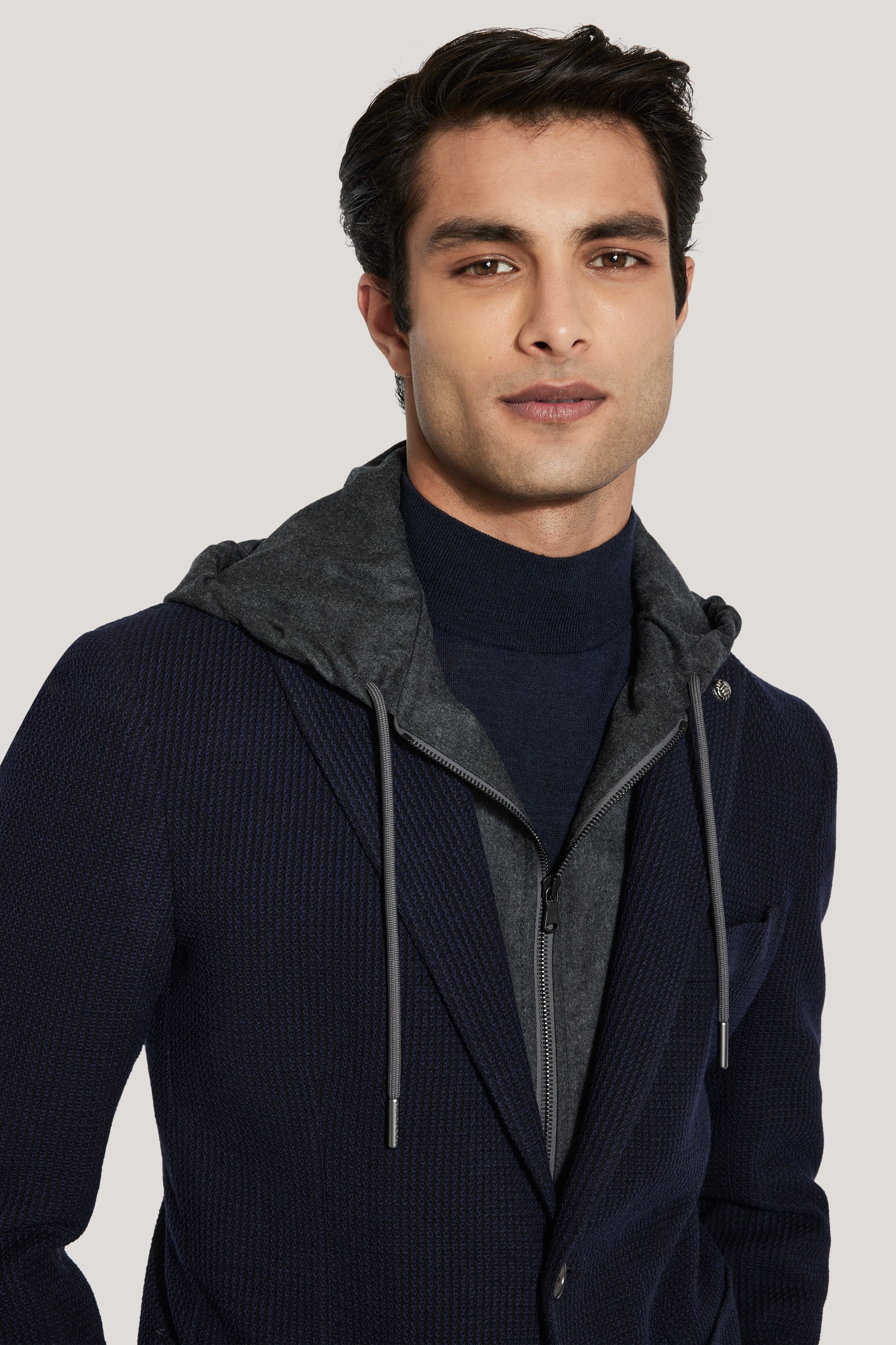 Alt view 1 Navy Blazer with Removable Hooded Bib