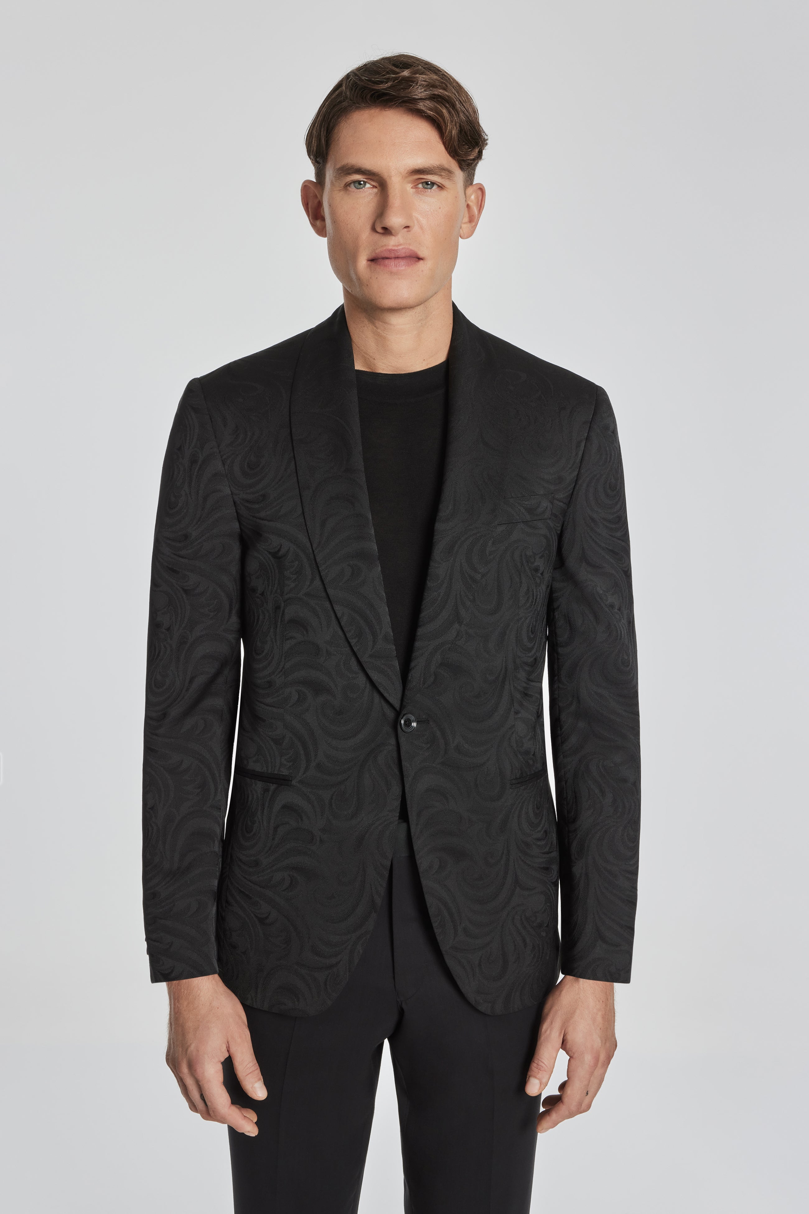 Vue alternative Edison veste de dîner noire à col châle et motif cachemire