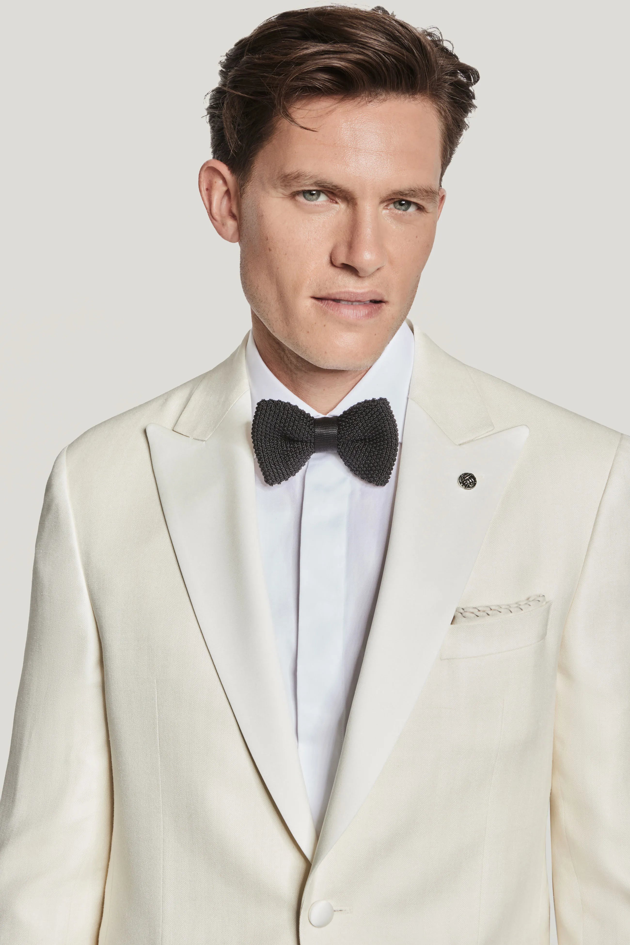 Cream Herringbone Dinner Jacket