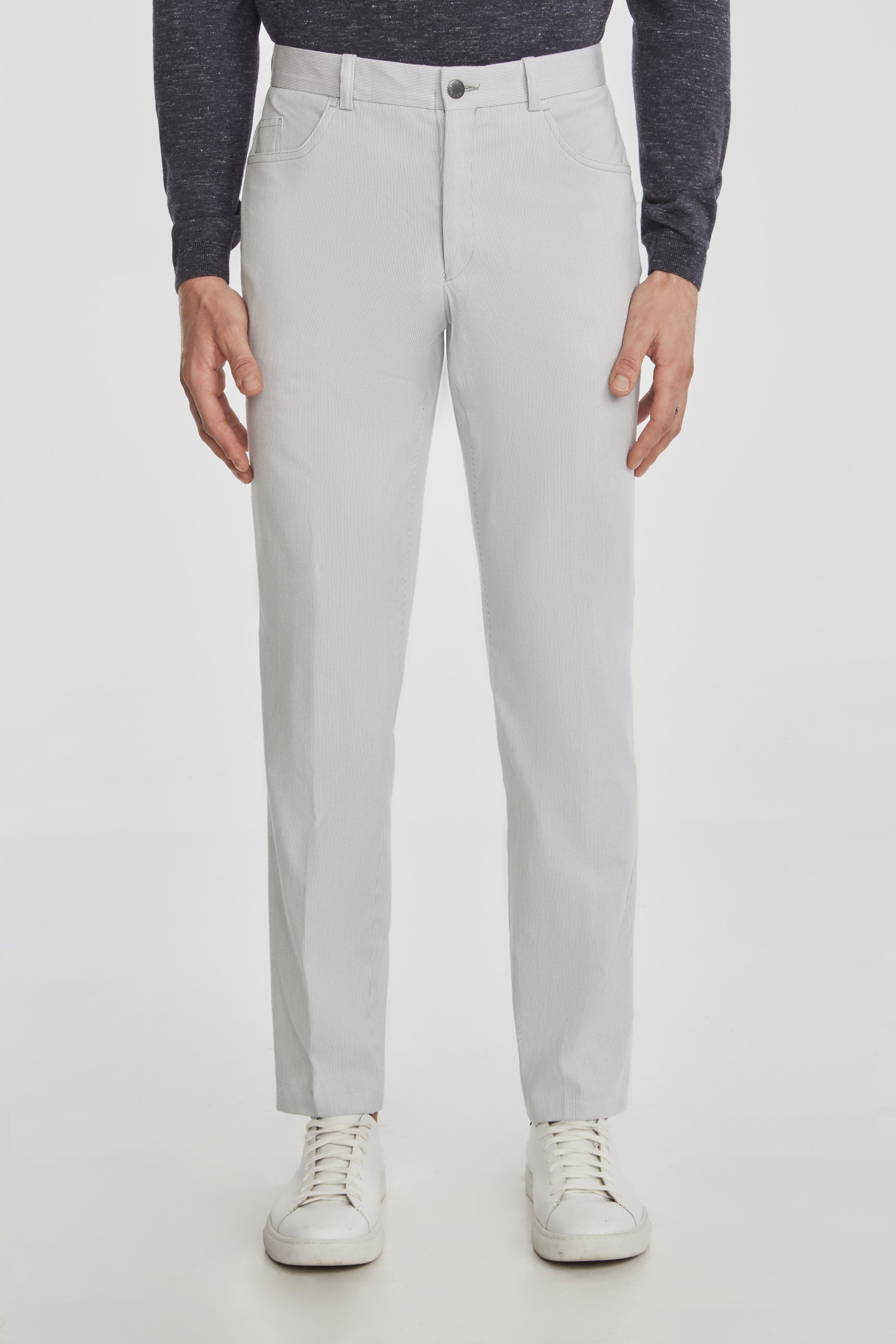 Vue alternative Pantalon en coton extensible Pinfeather Sage à 5 poches, gris clair