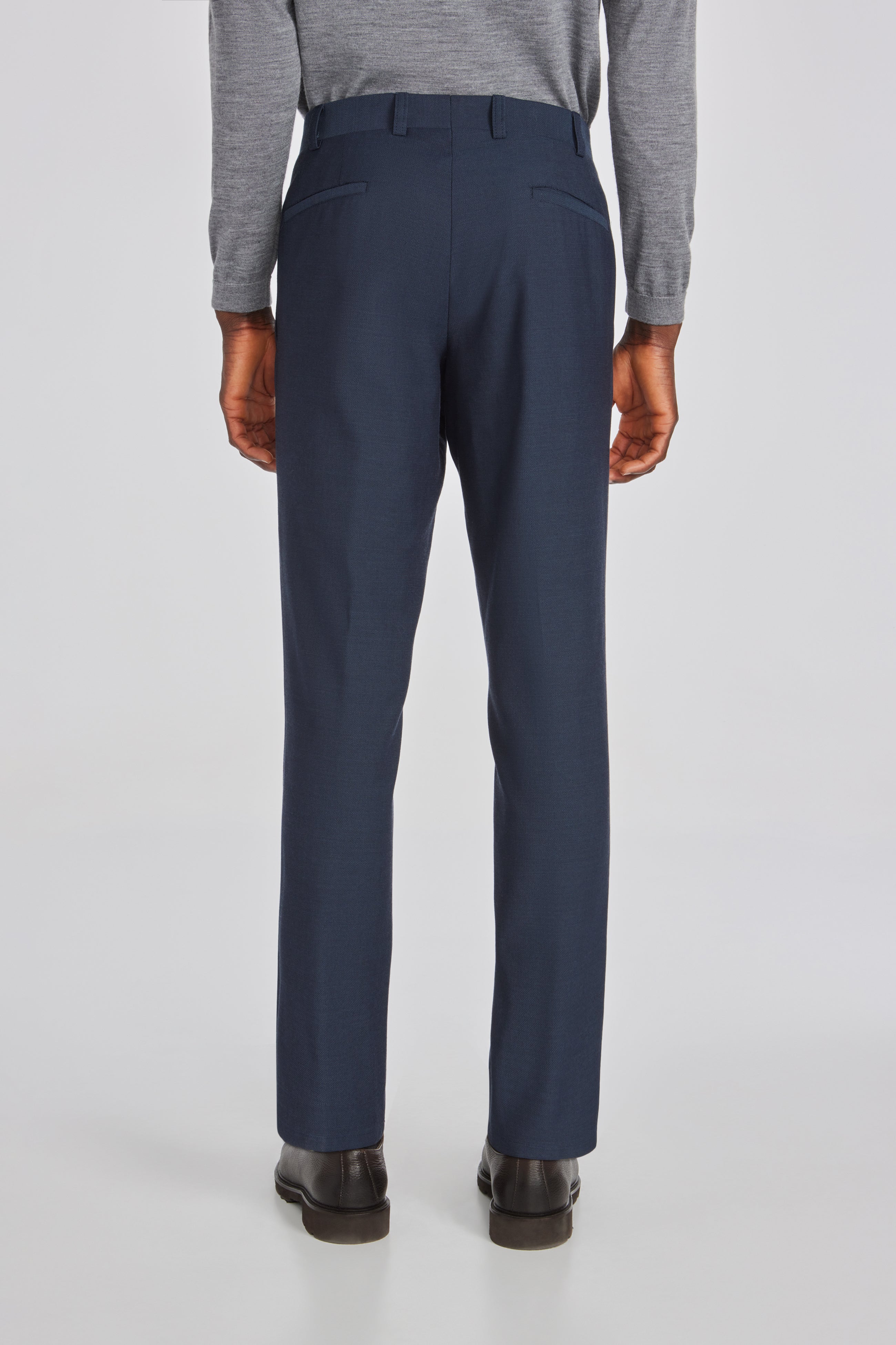 Vue alternative 3 Pantalon Palmer en coton texturé et laine extensible en bleu