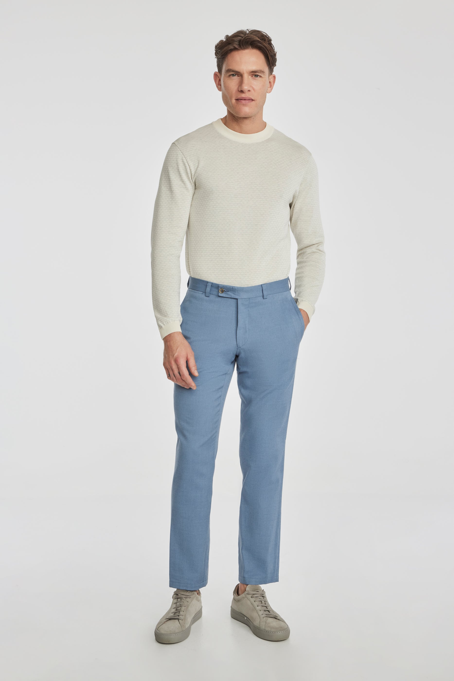 Vue alternative 1 Palmer pantalon en coton texturé et en laine extensible, bleu clair