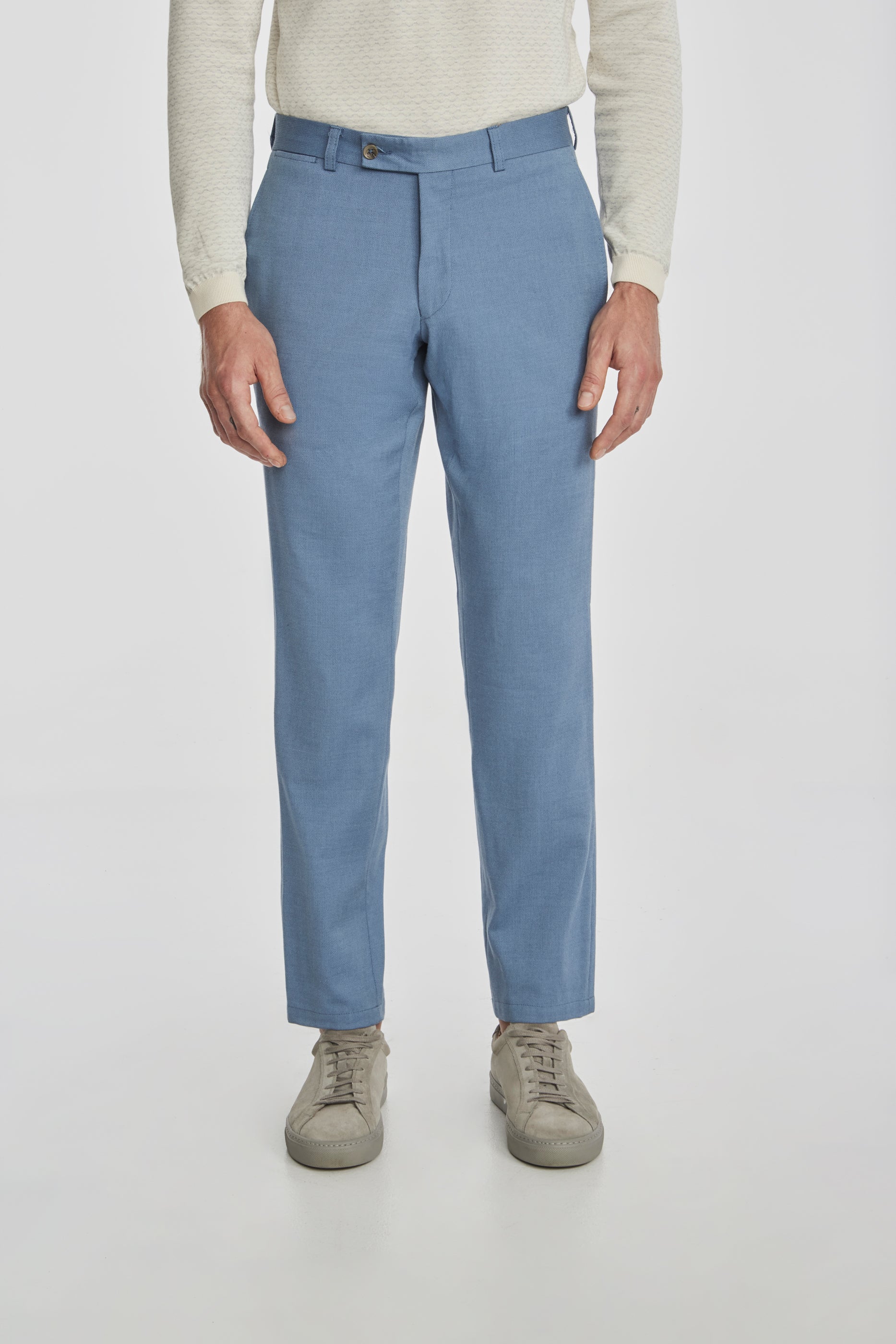 Vue alternative Palmer pantalon en coton texturé et en laine extensible, bleu clair