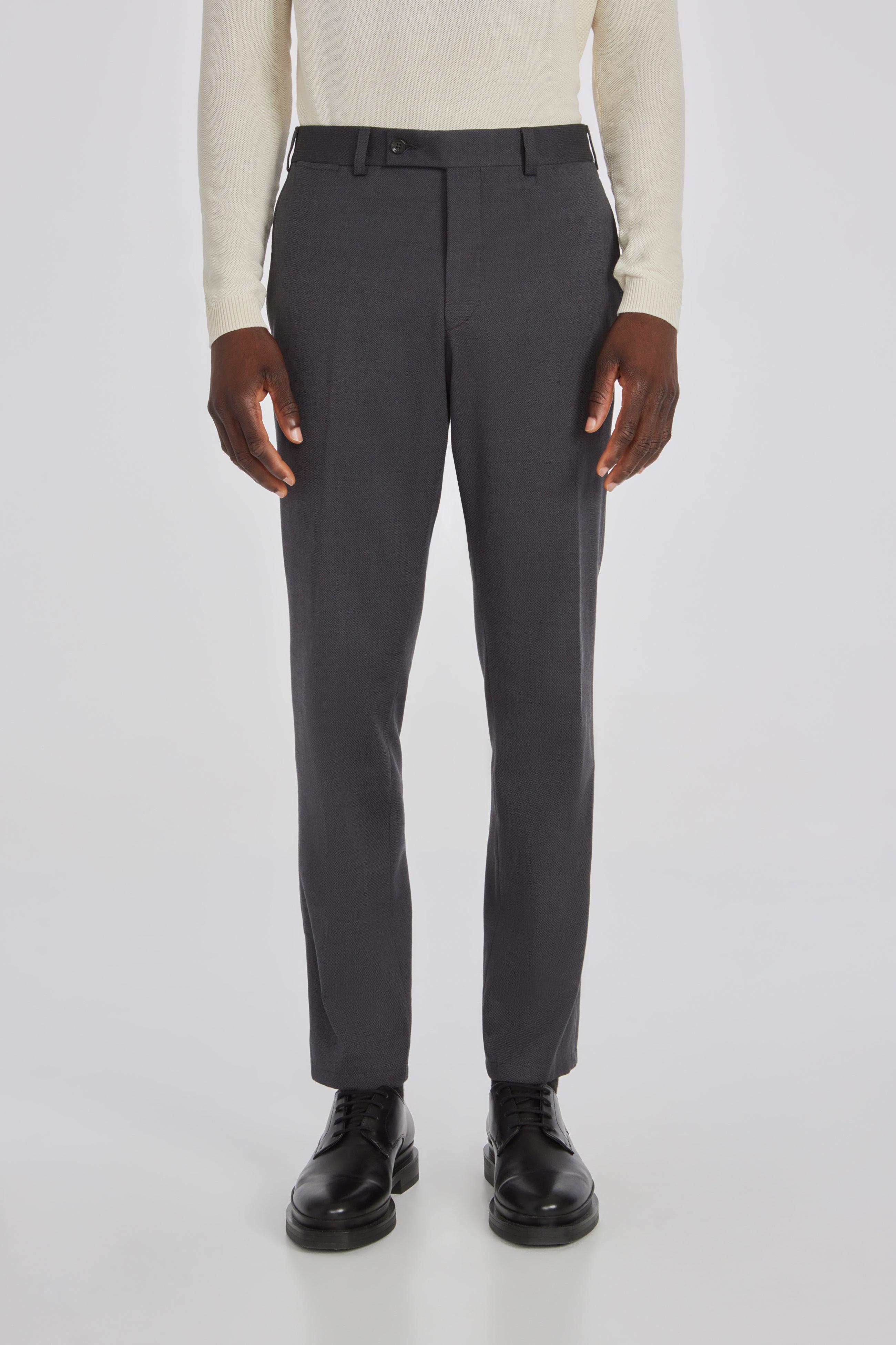 Vue alternative Pantalon Palmer en coton texturé et en laine extensible, gris