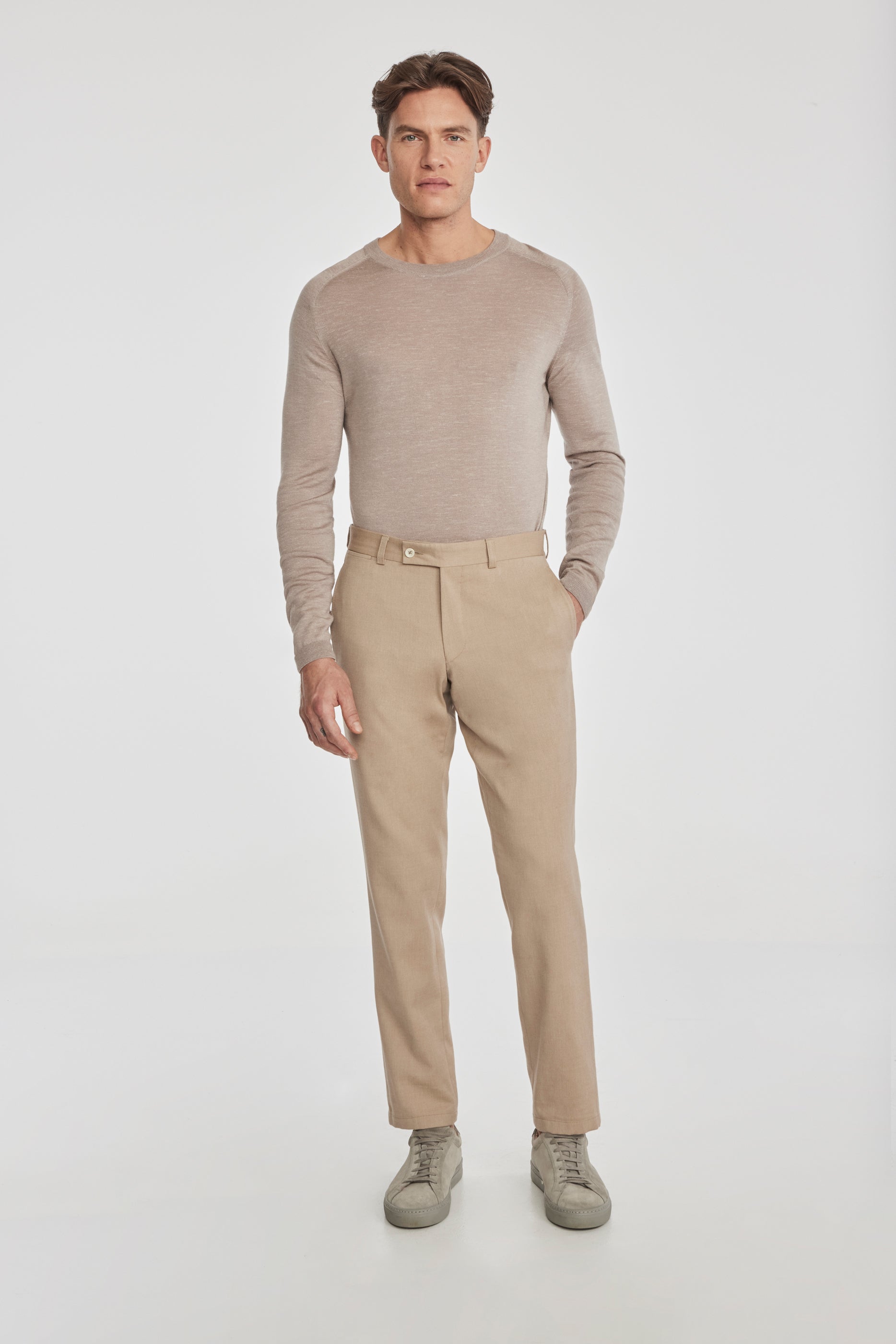 Vue alternative 1 Palmer pantalon en coton texturé et laine extensible, beige