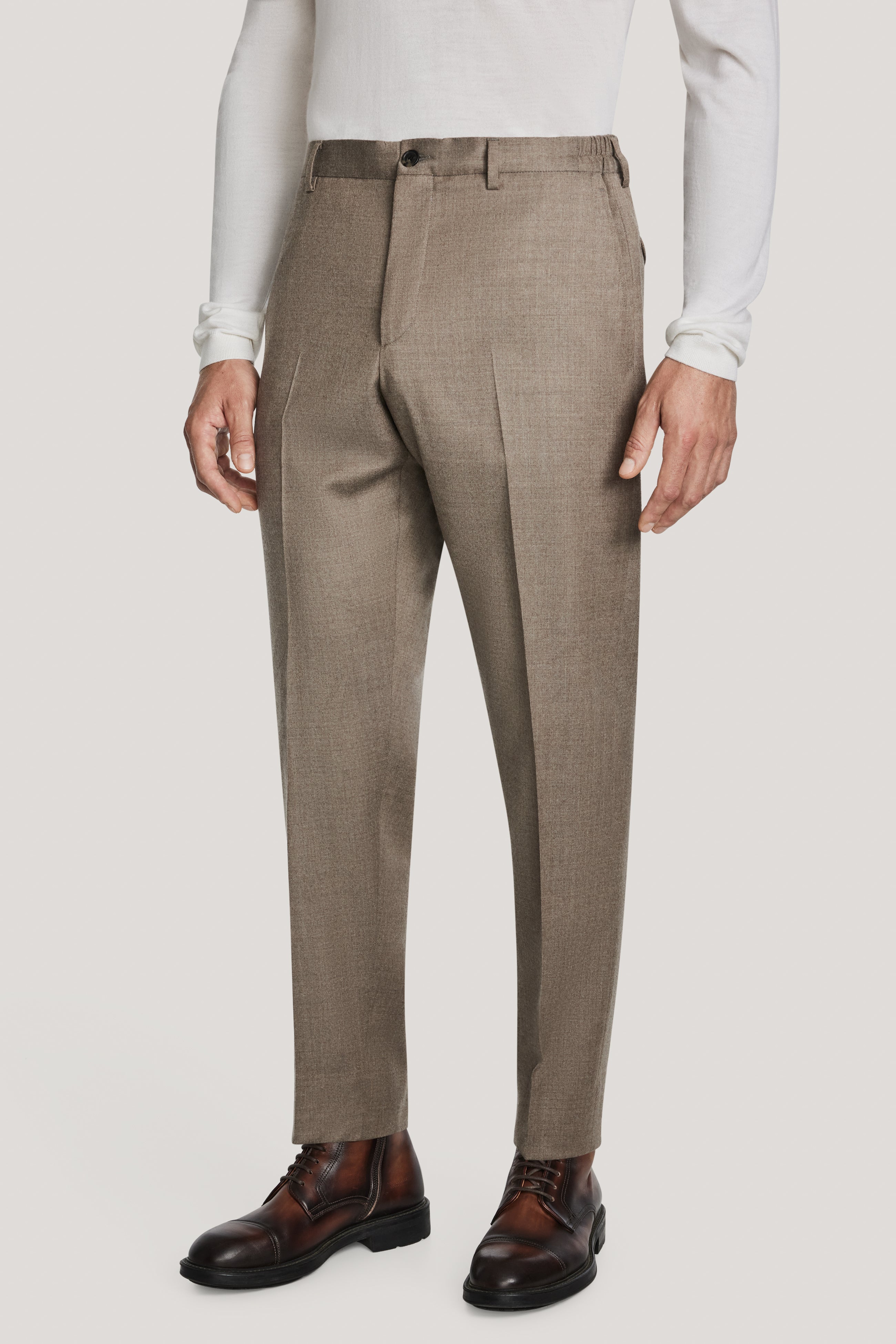 Alt view Oatmeal Trouser with Stretch Waistband