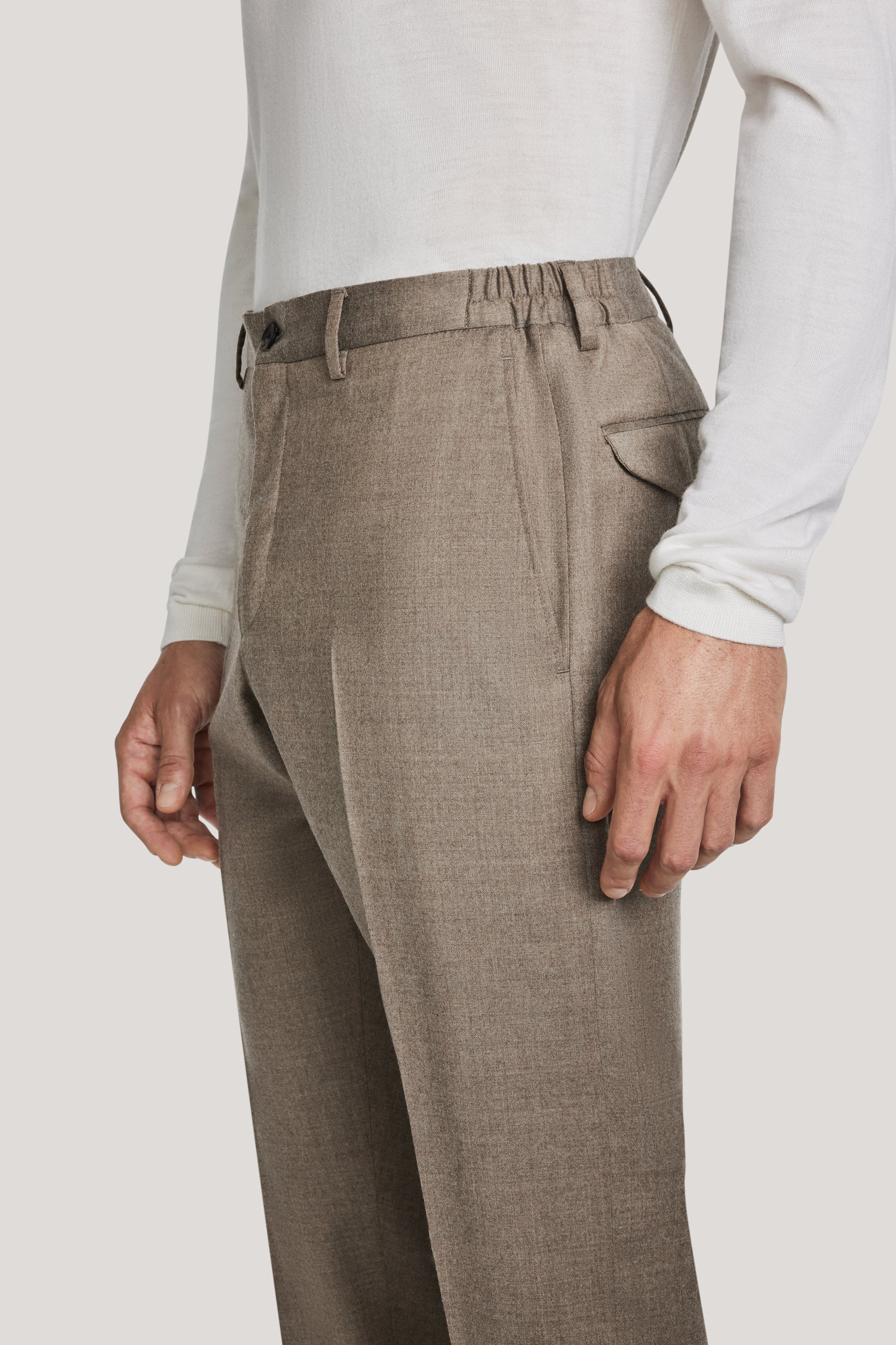 Alt view 1 Oatmeal Trouser with Stretch Waistband