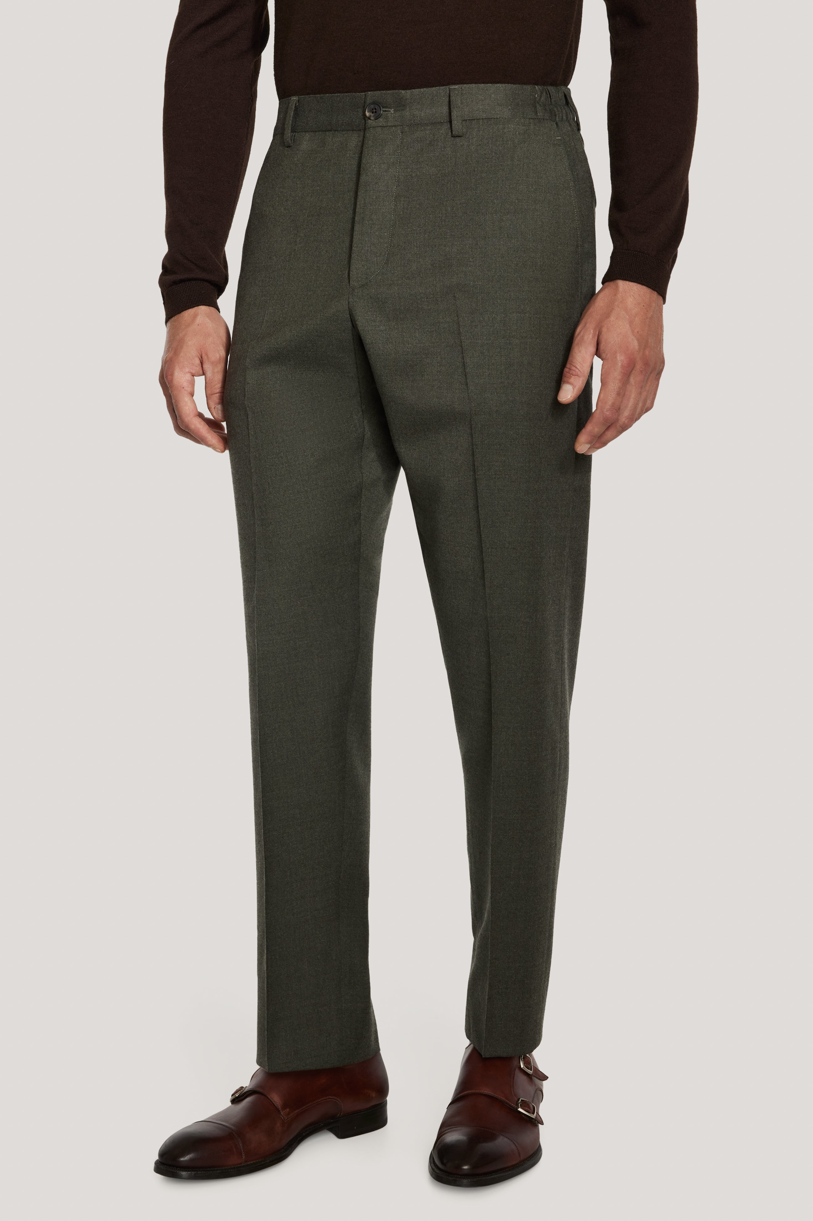 Alt view Green Trouser with Stretch Waistband