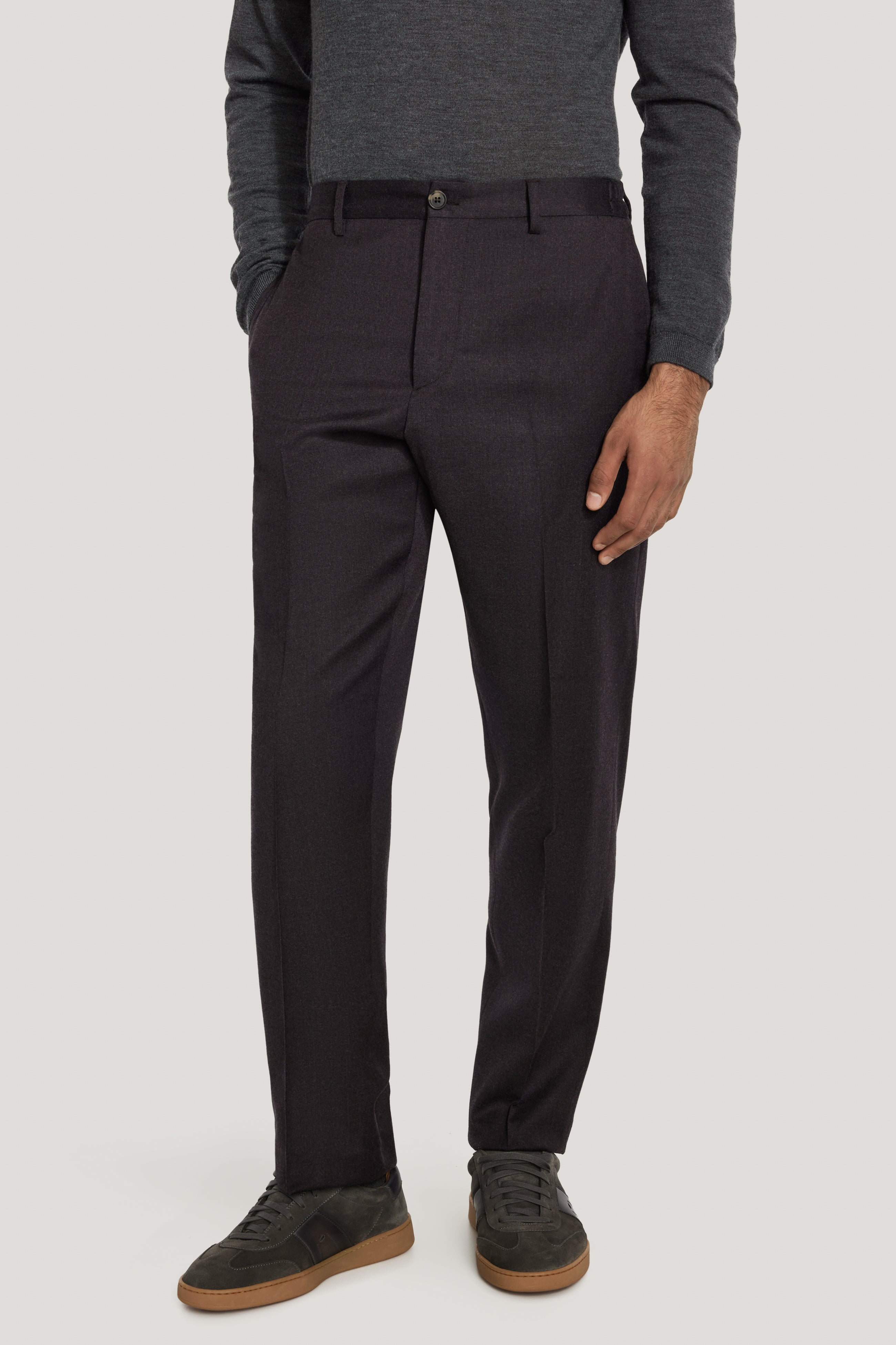 Alt view Plum Trouser with Stretch Waistband