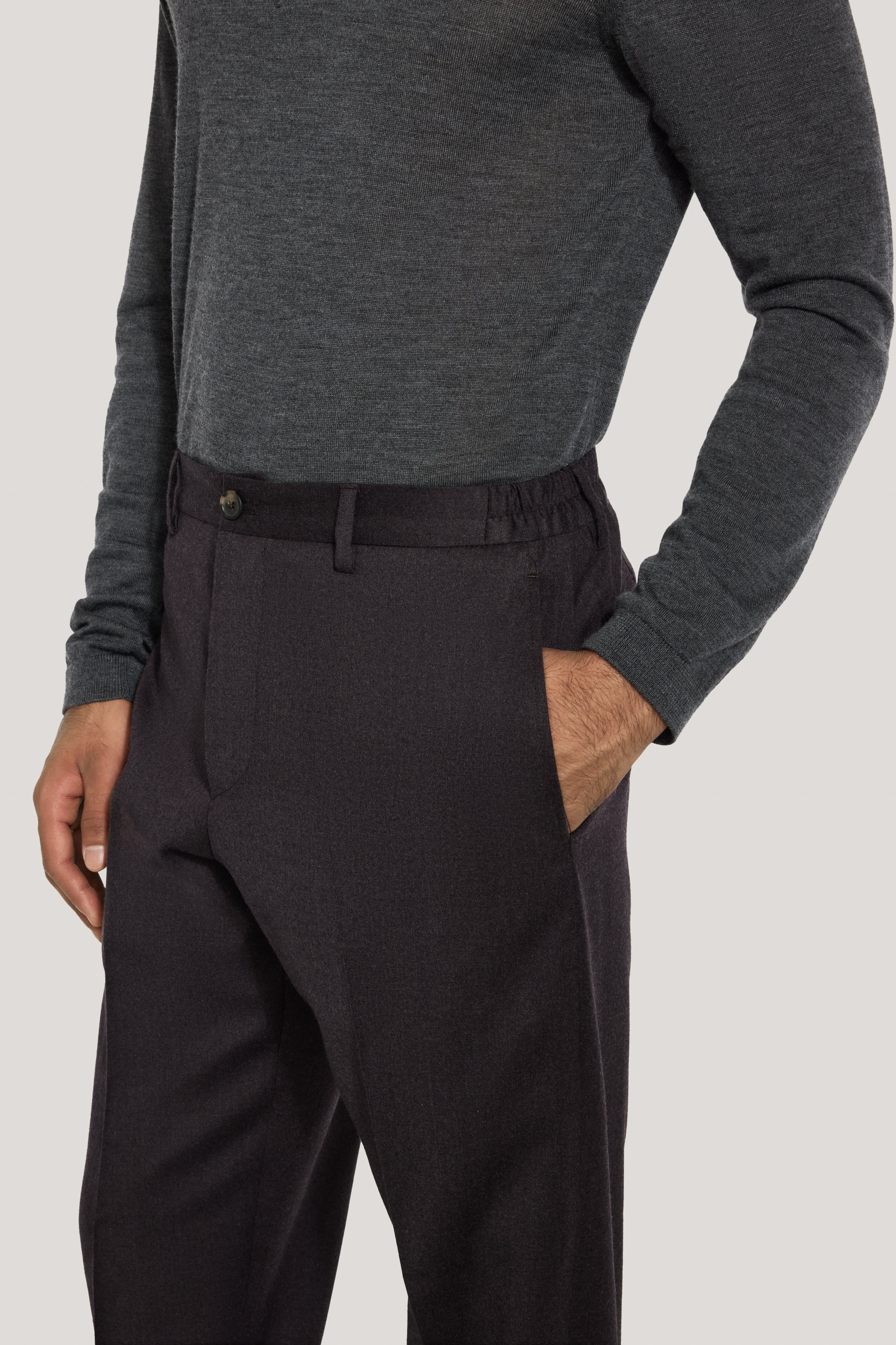 Alt view 1 Plum Trouser with Stretch Waistband