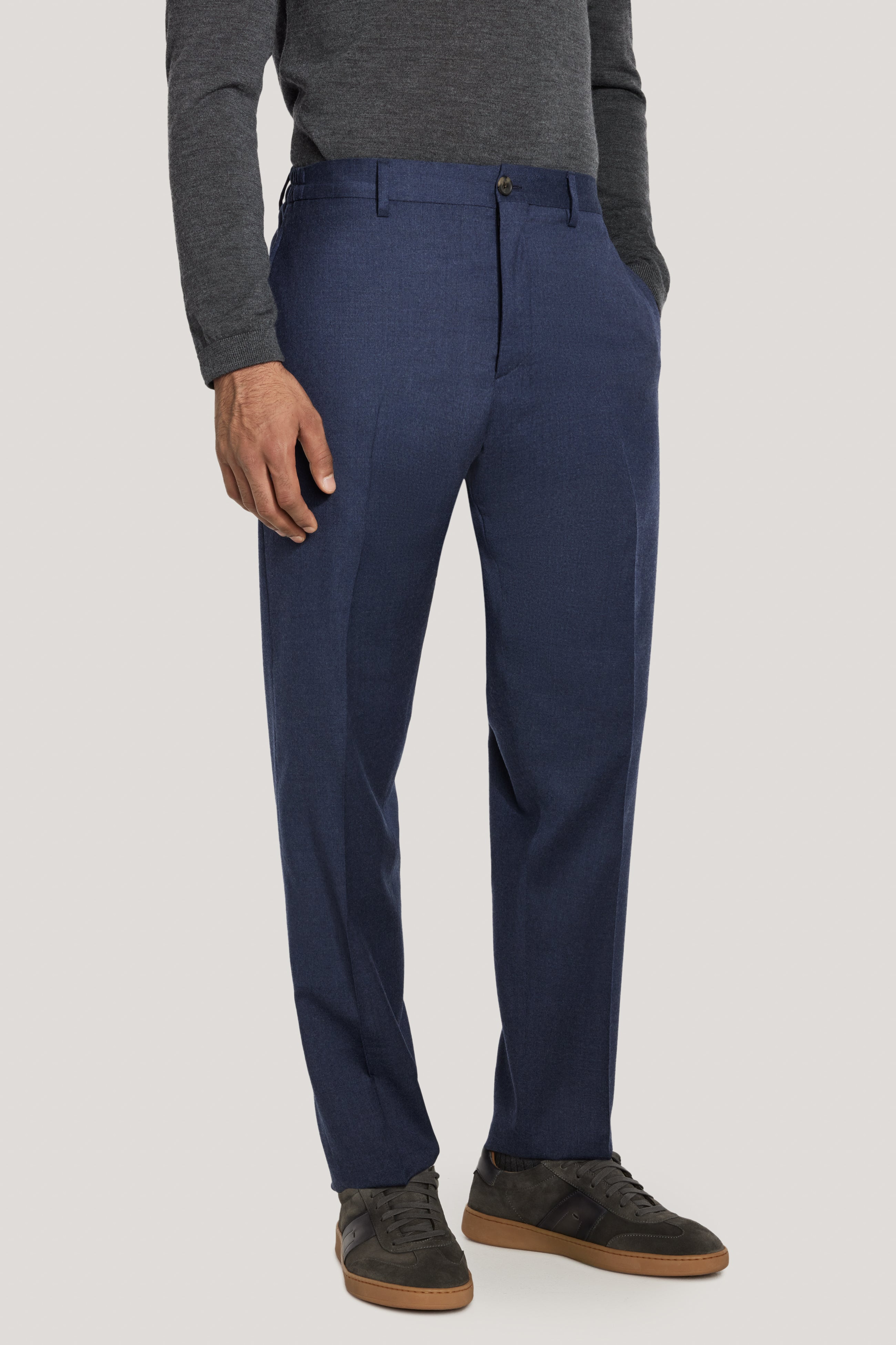 Alt view Mid Blue Trouser with Stretch Waistband