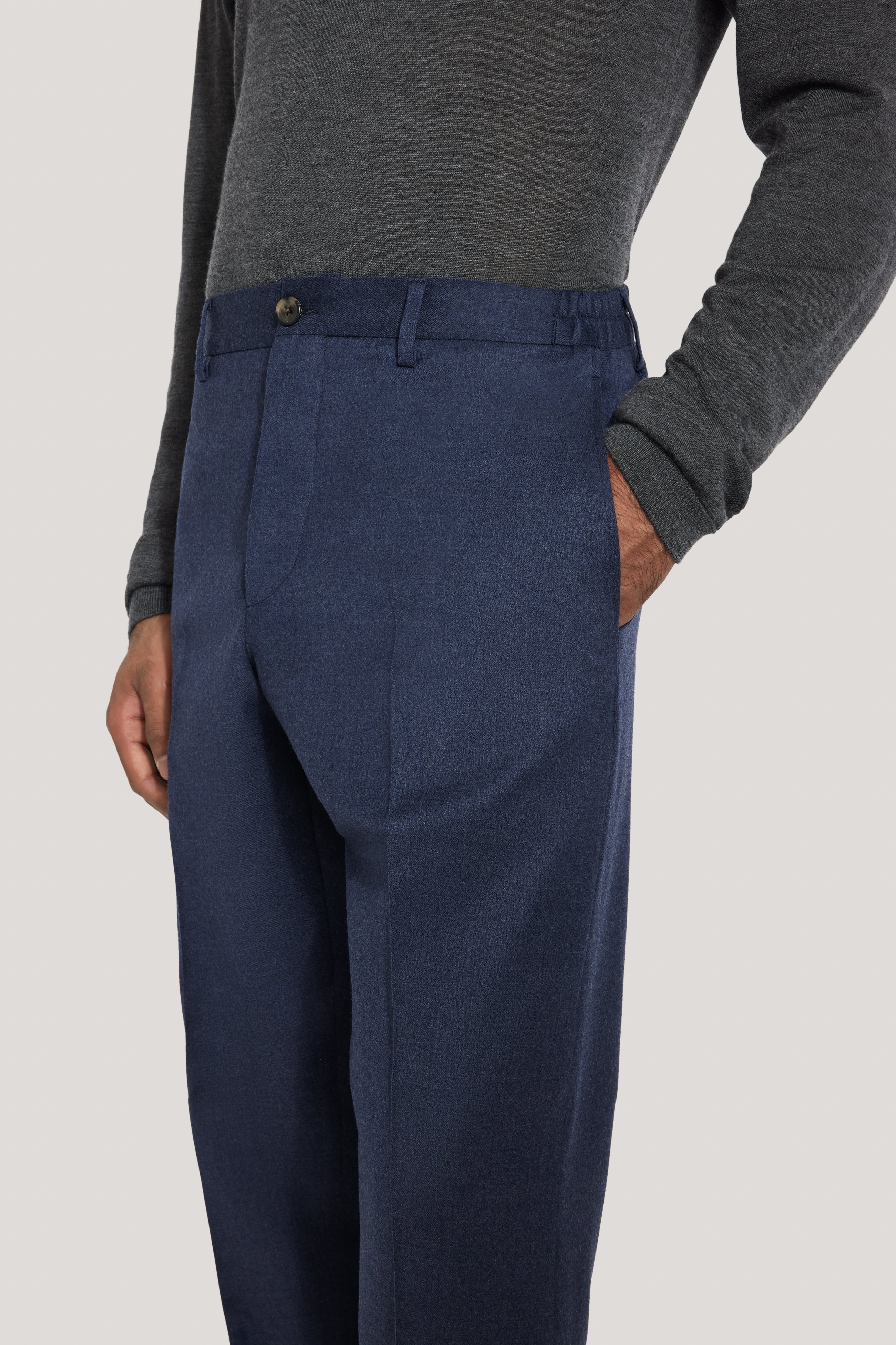 Alt view 1 Mid Blue Trouser with Stretch Waistband