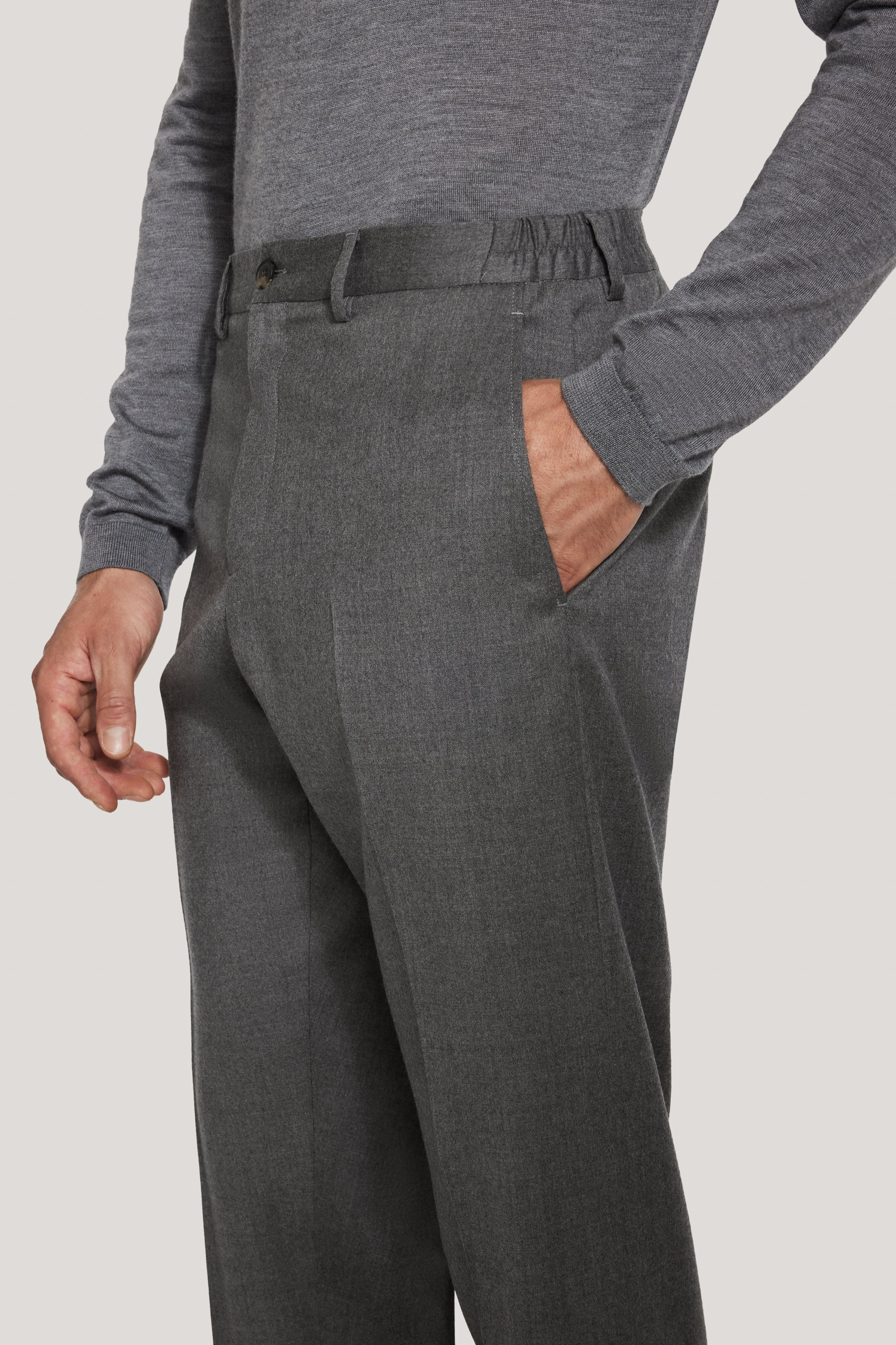 Alt view 1 Grey Trouser with Stretch Waistband