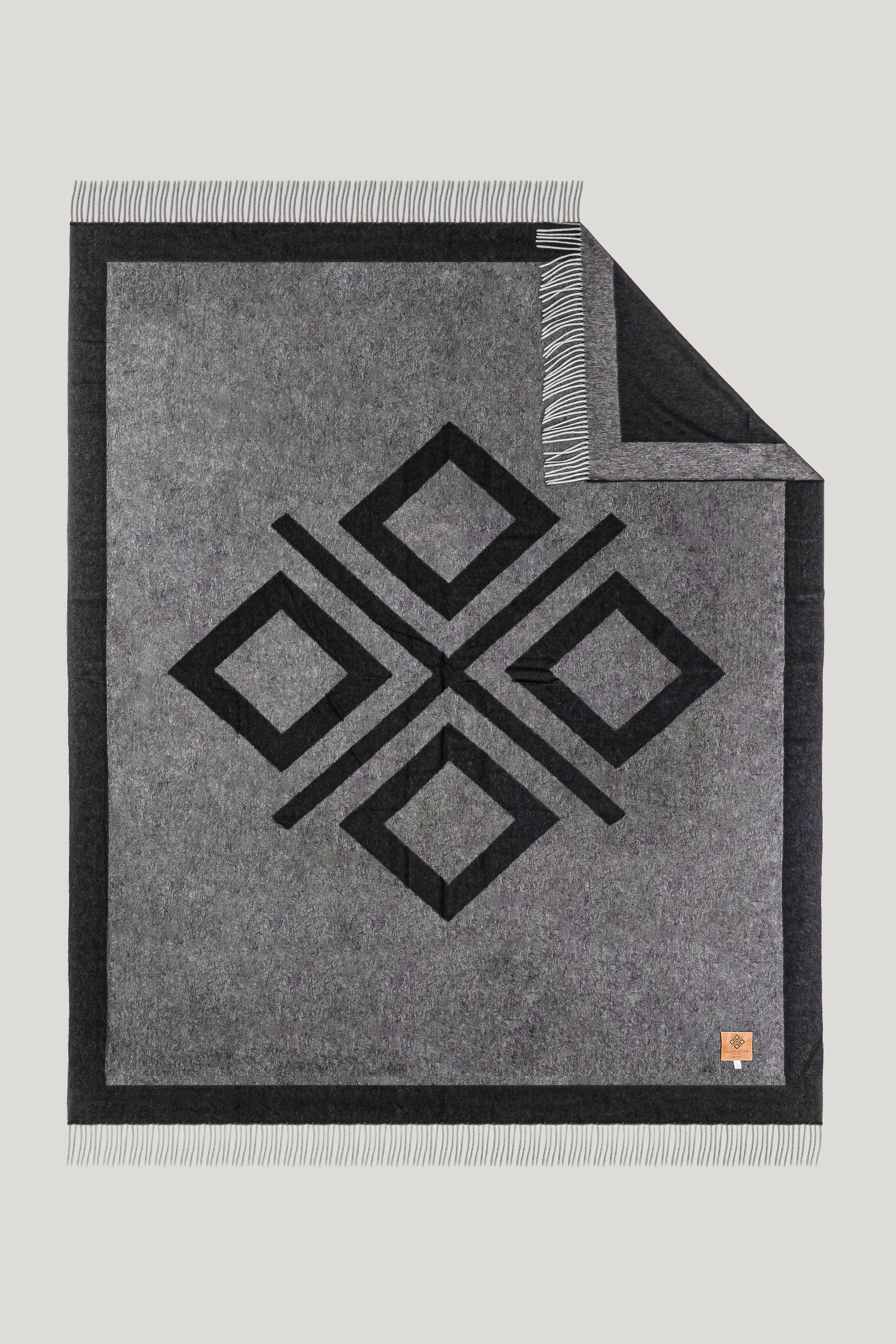 Alt view Black Monogram Throw