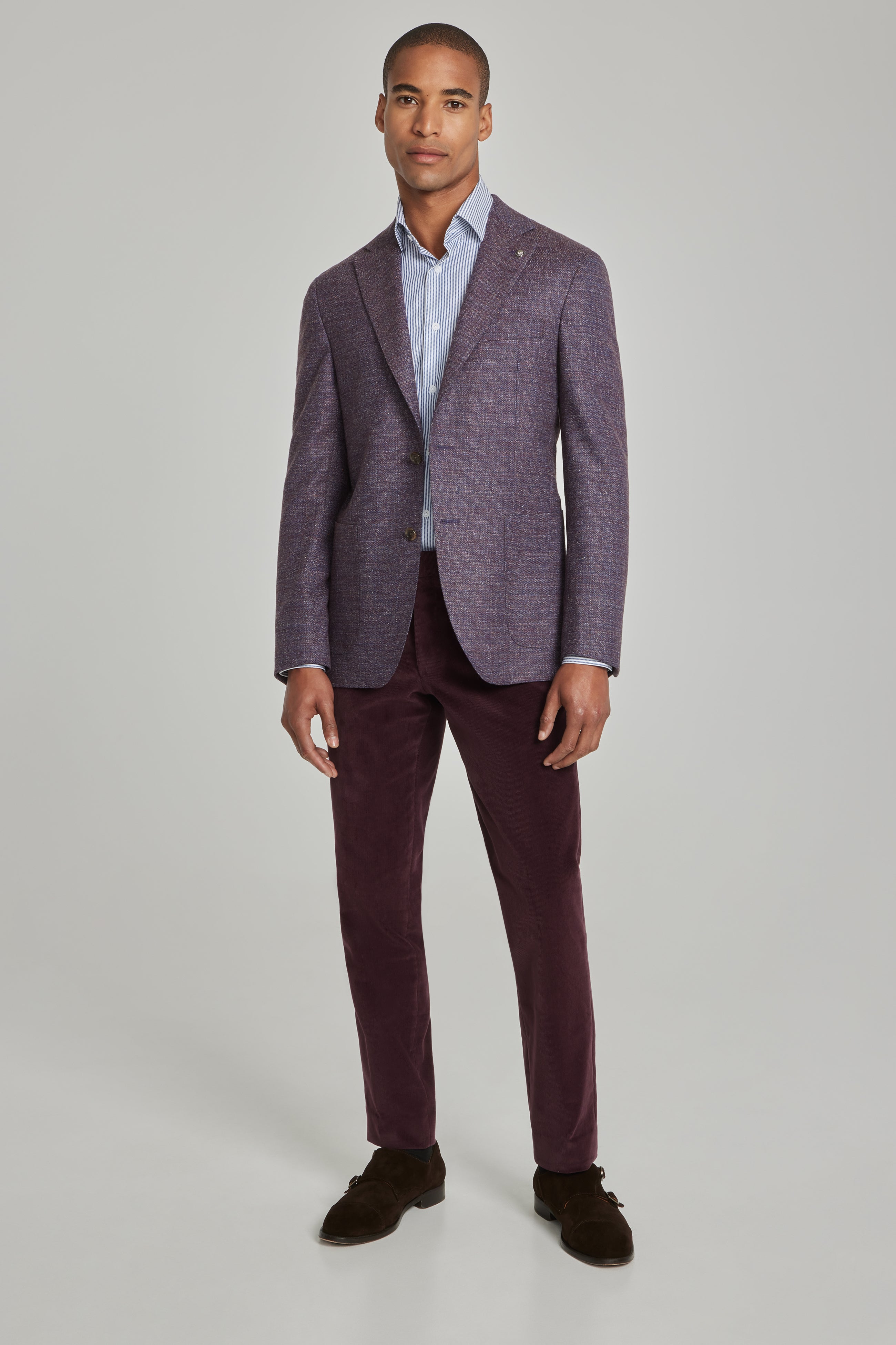 Alt view 2 Morton Donegal Wool and Silk Blend Stretch Blazer in Berry