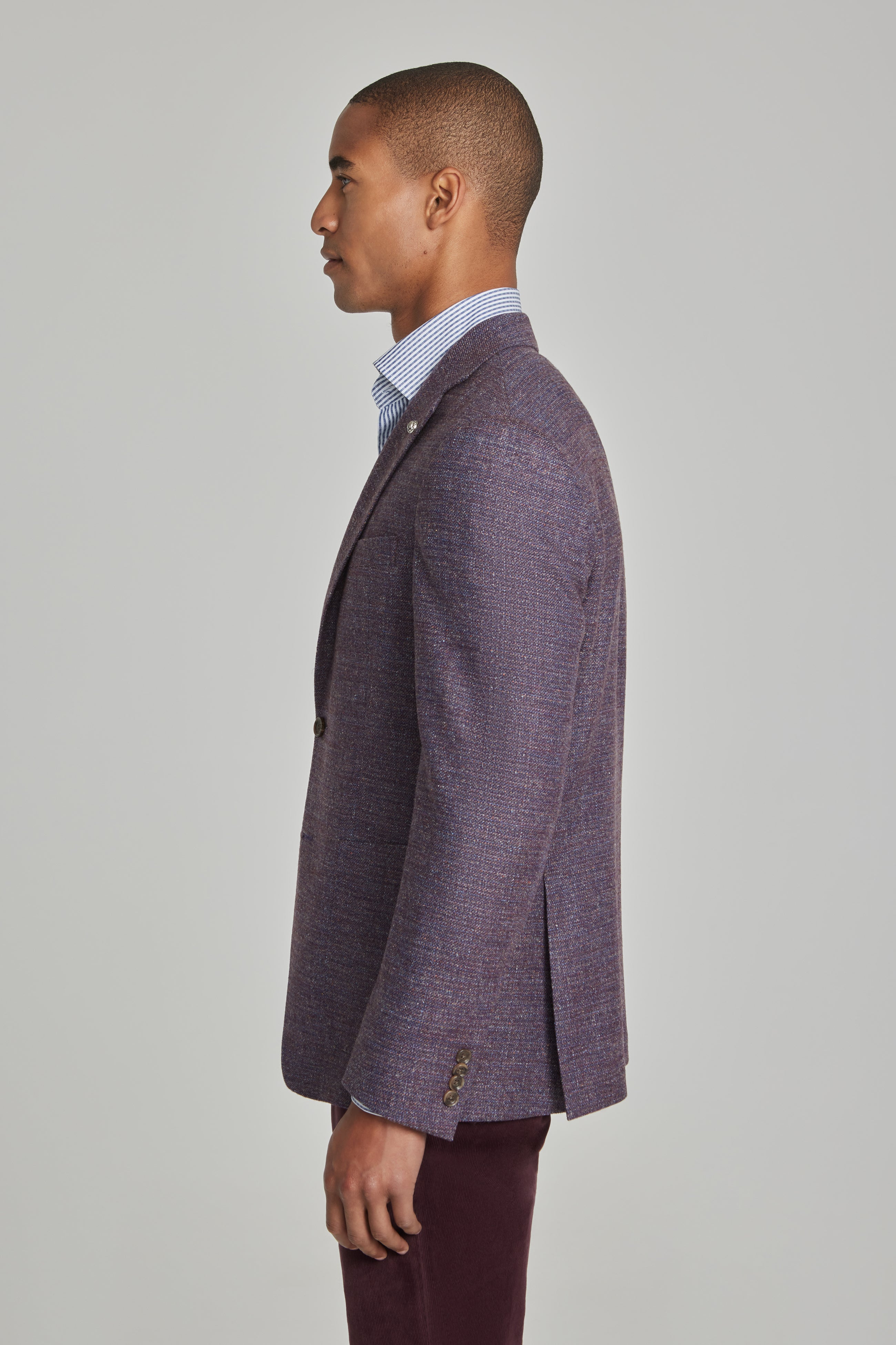 Alt view 3 Morton Donegal Wool and Silk Blend Stretch Blazer in Berry