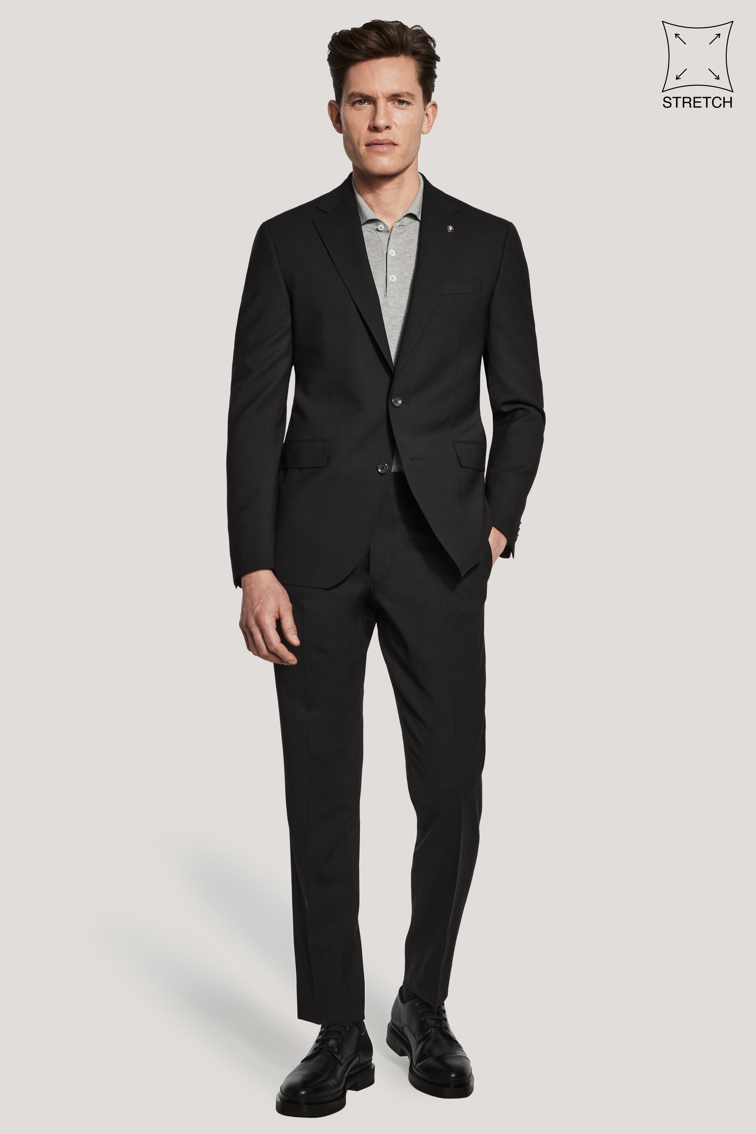 Alt view Black Solid Stretch TEMPO Suit
