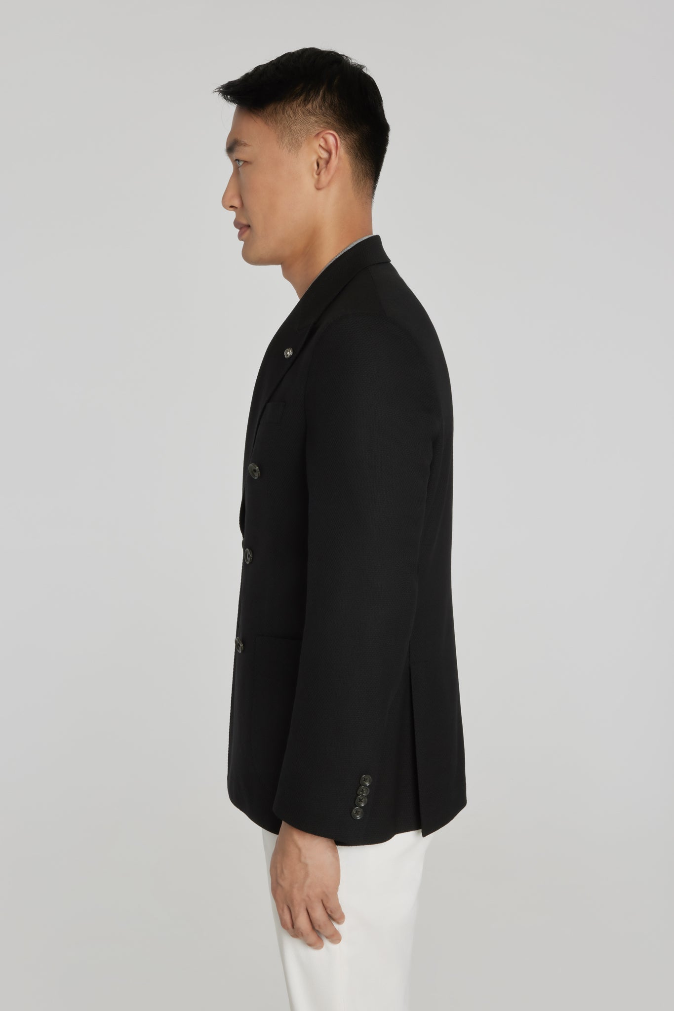 Alt view 2 Hill Double Breasted Textured Knit Blazer in Black