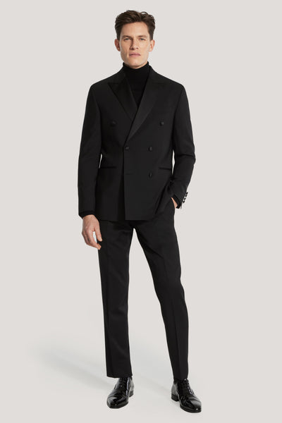 Black Double Breasted Tuxedo Suit - Super 130's Wool | Jack Victor
