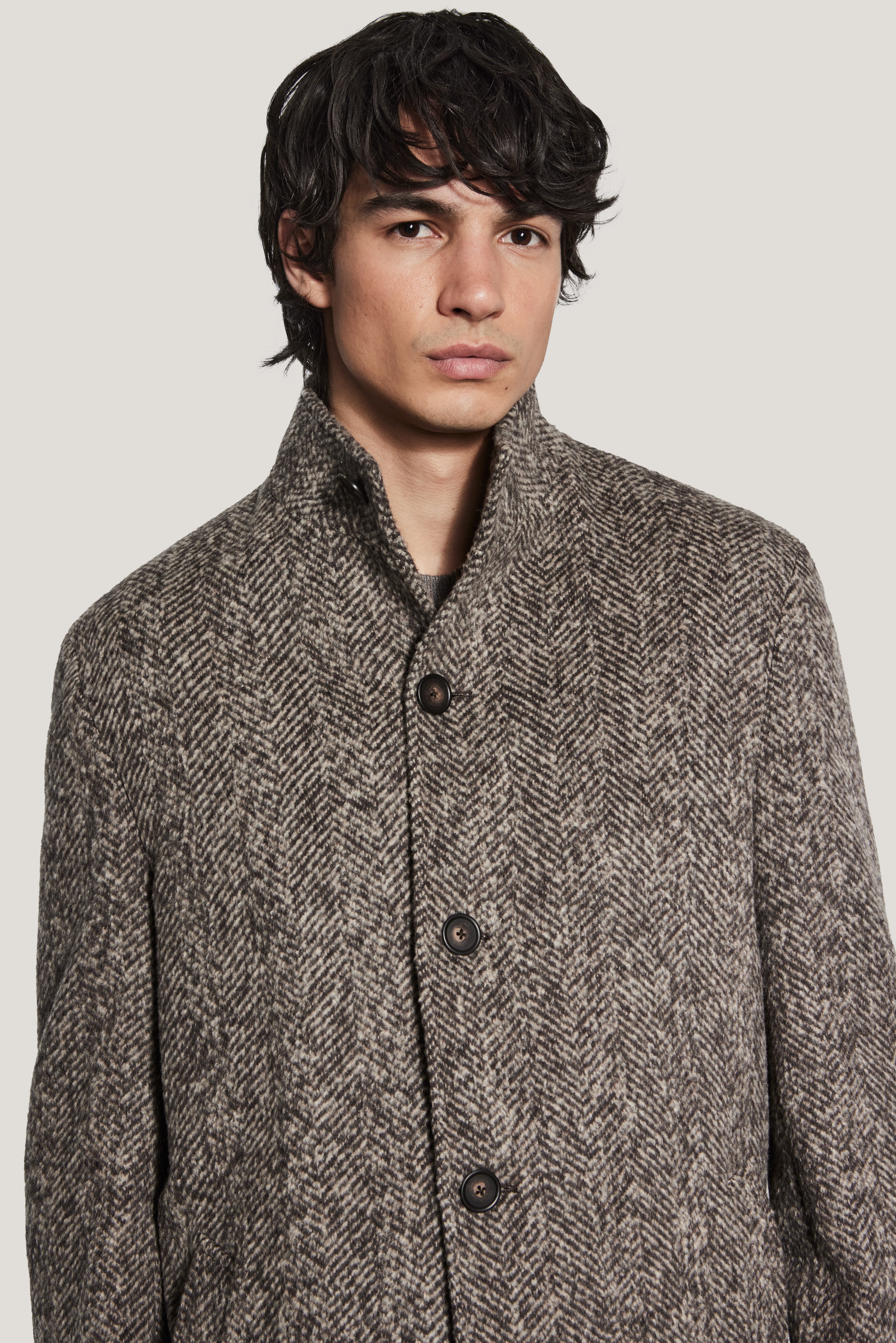 Alt view 1 Light Brown Herringbone Coat