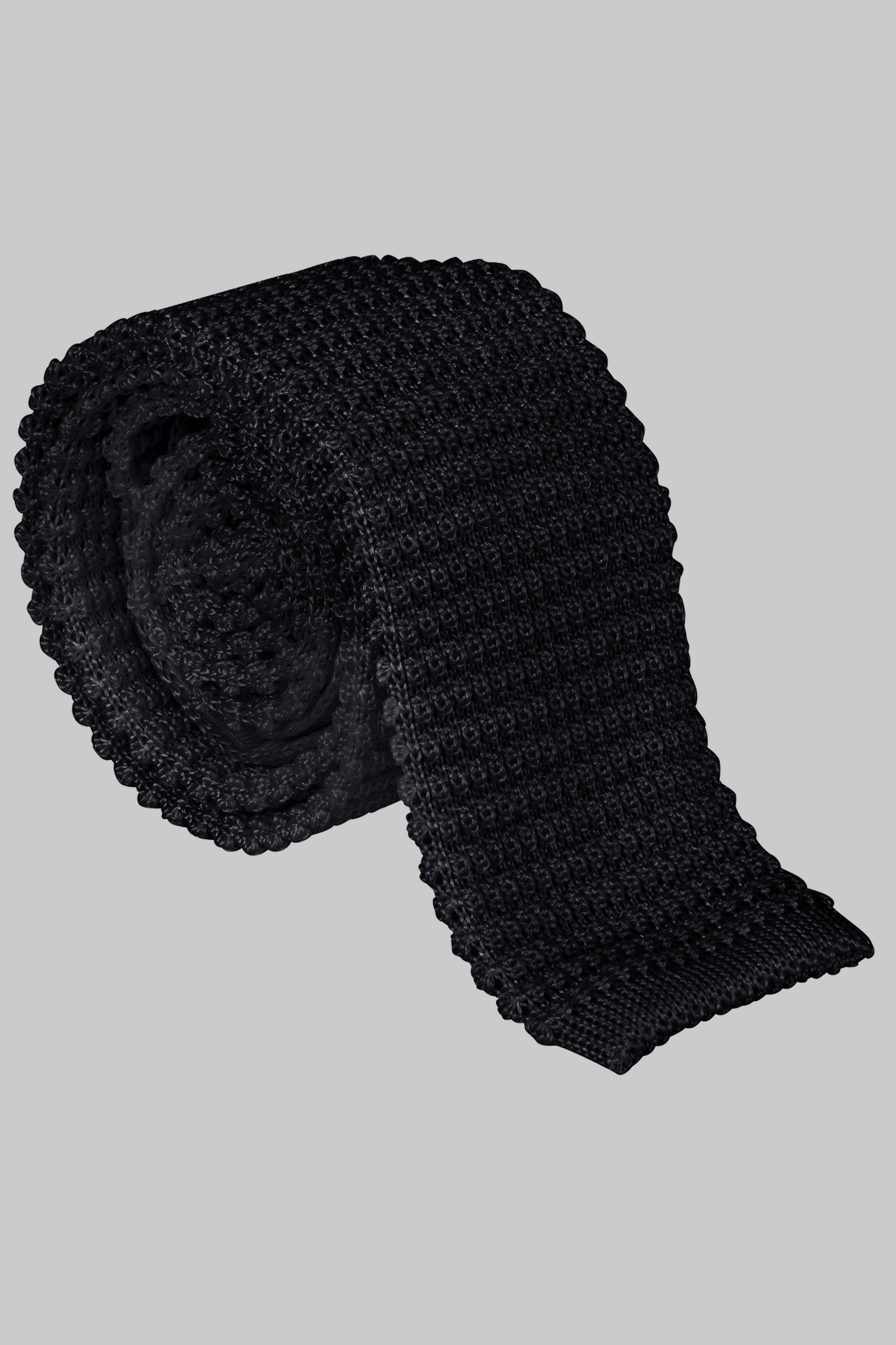 Vue alternative 1 Cravate tricotée en soie Hudson en noir