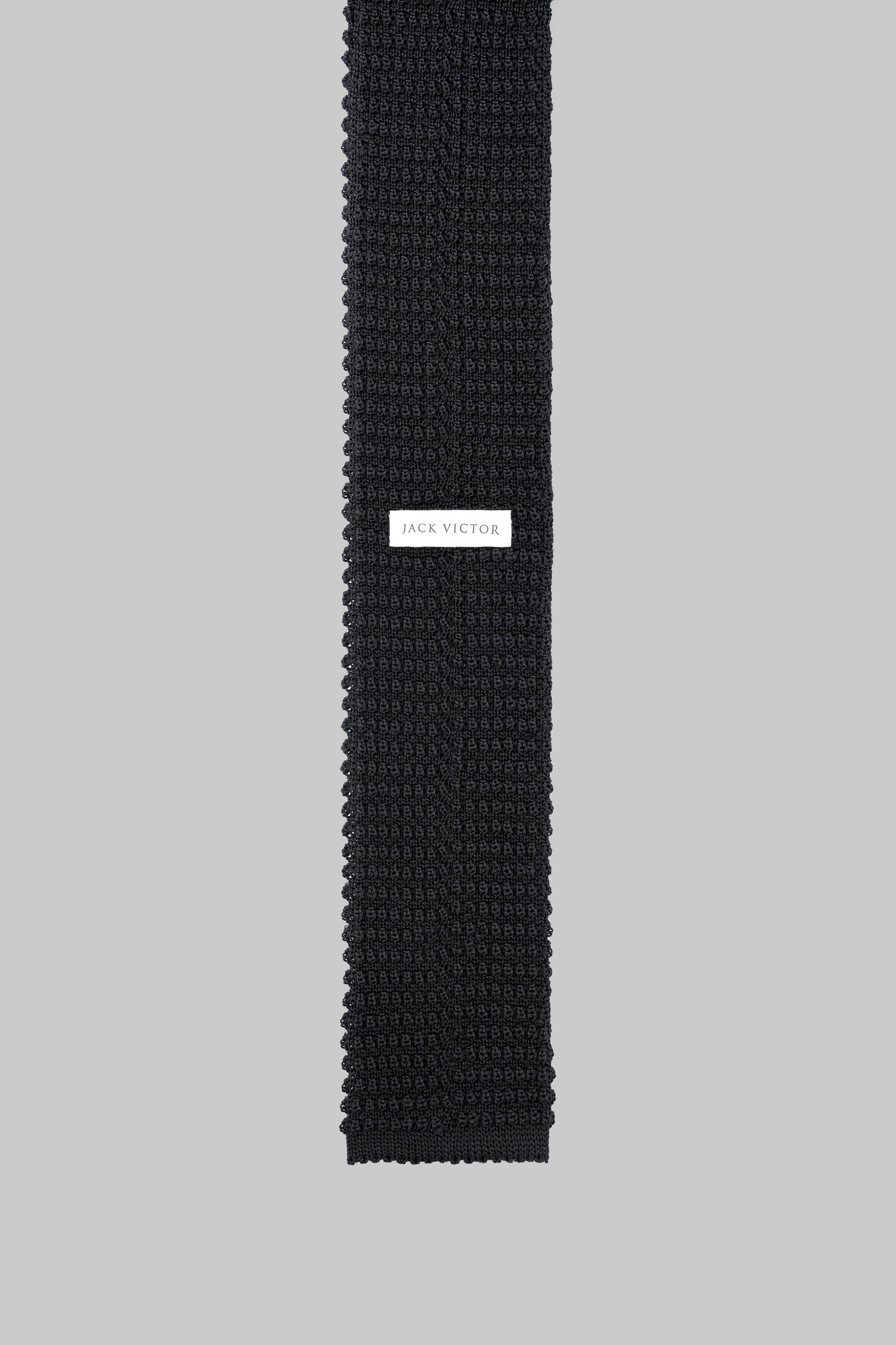 Vue alternative 2 Cravate tricotée en soie Hudson en noir