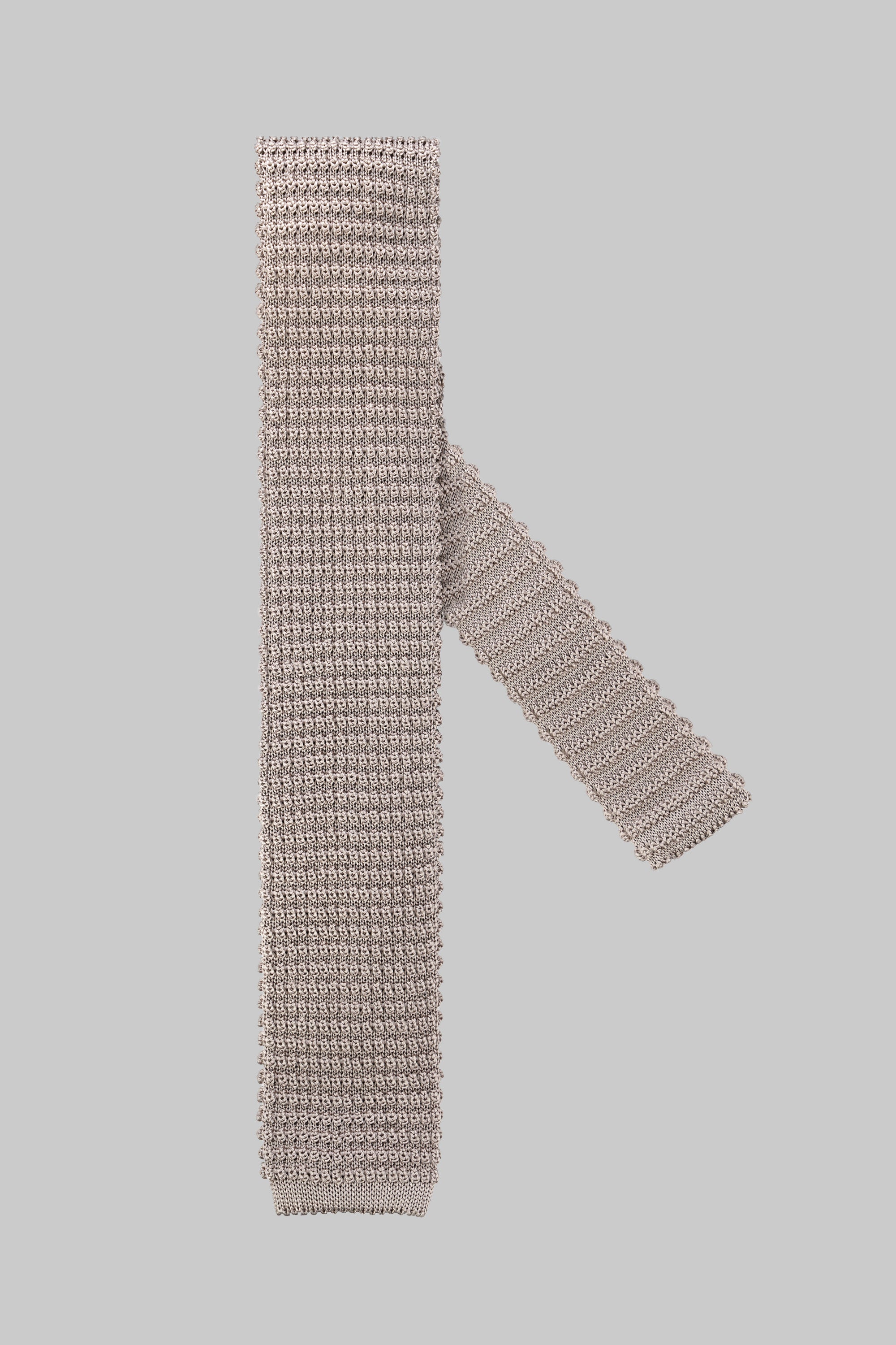 Alt view Hudson Silk Knitted Tie in Oatmeal