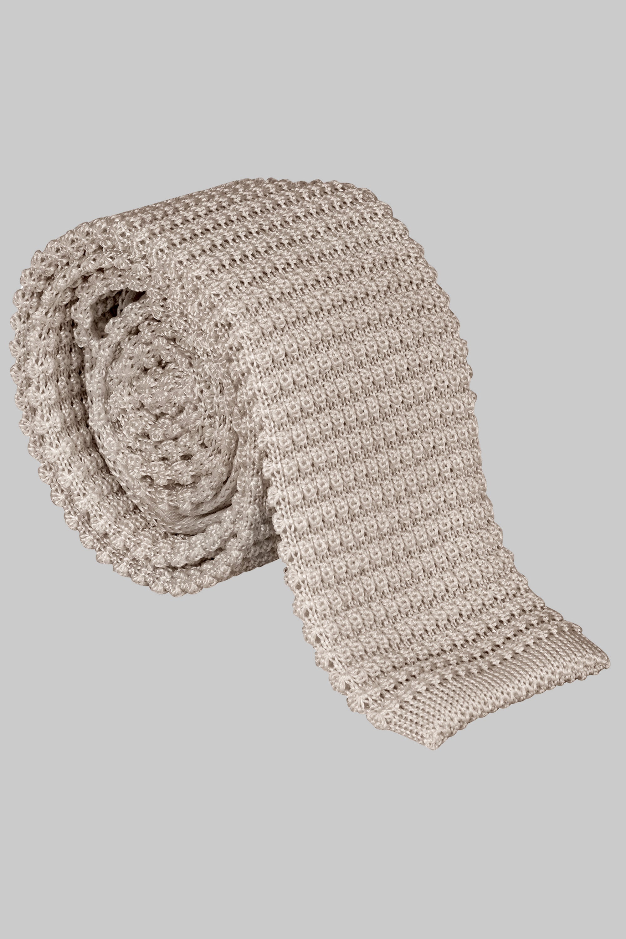 Alt view 1 Hudson Silk Knitted Tie in Oatmeal