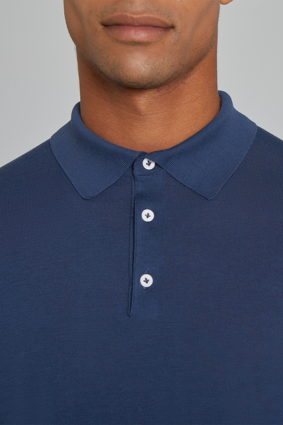 Alt view 1 SetiCo Cotton and Silk Knit Polo in Blue