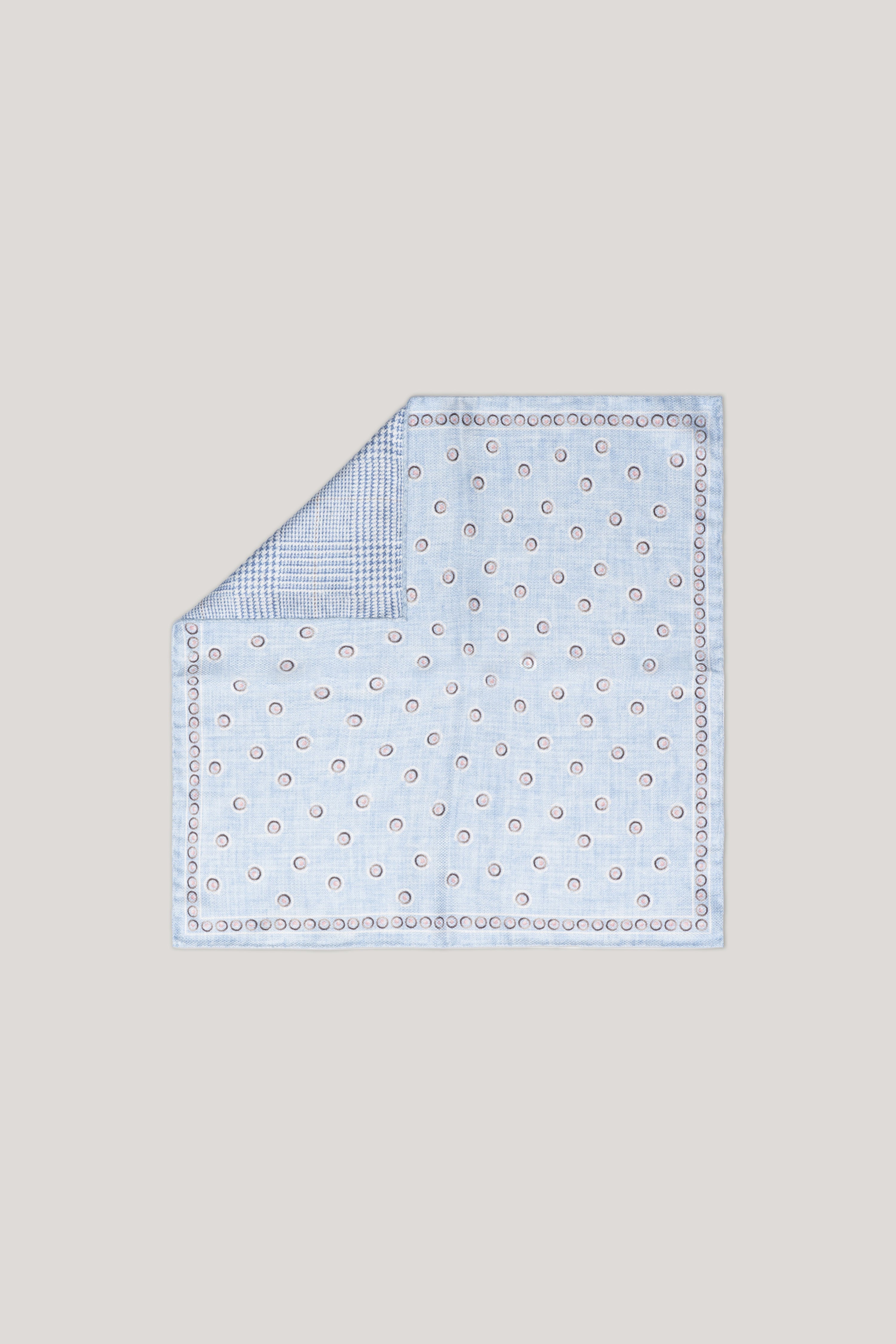 Alt view Sky Blue Geometric and Plaid Printed Pocket Square