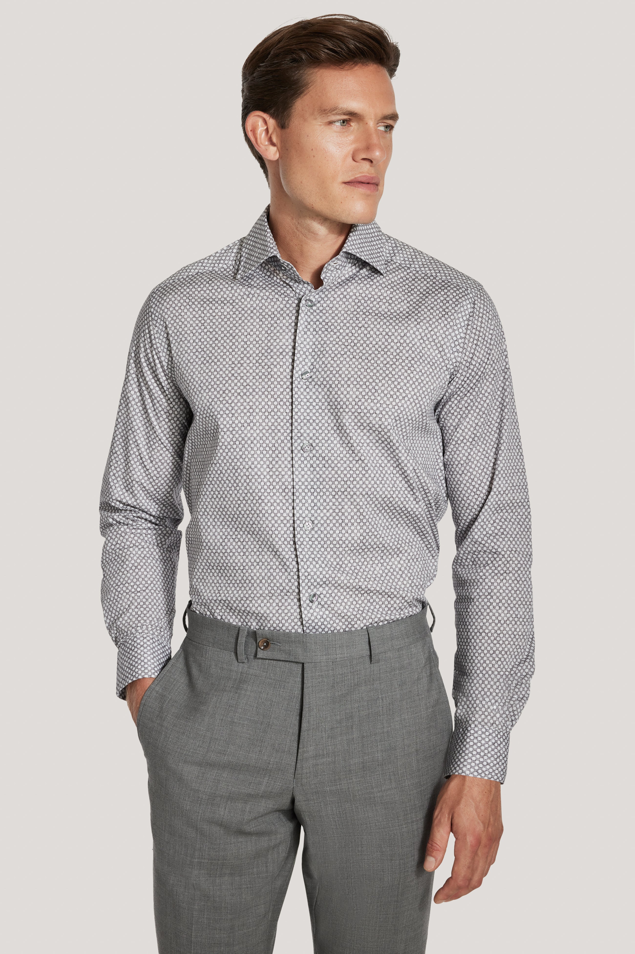 Alt view Grey Geoprint Long Sleeve Sportshirt