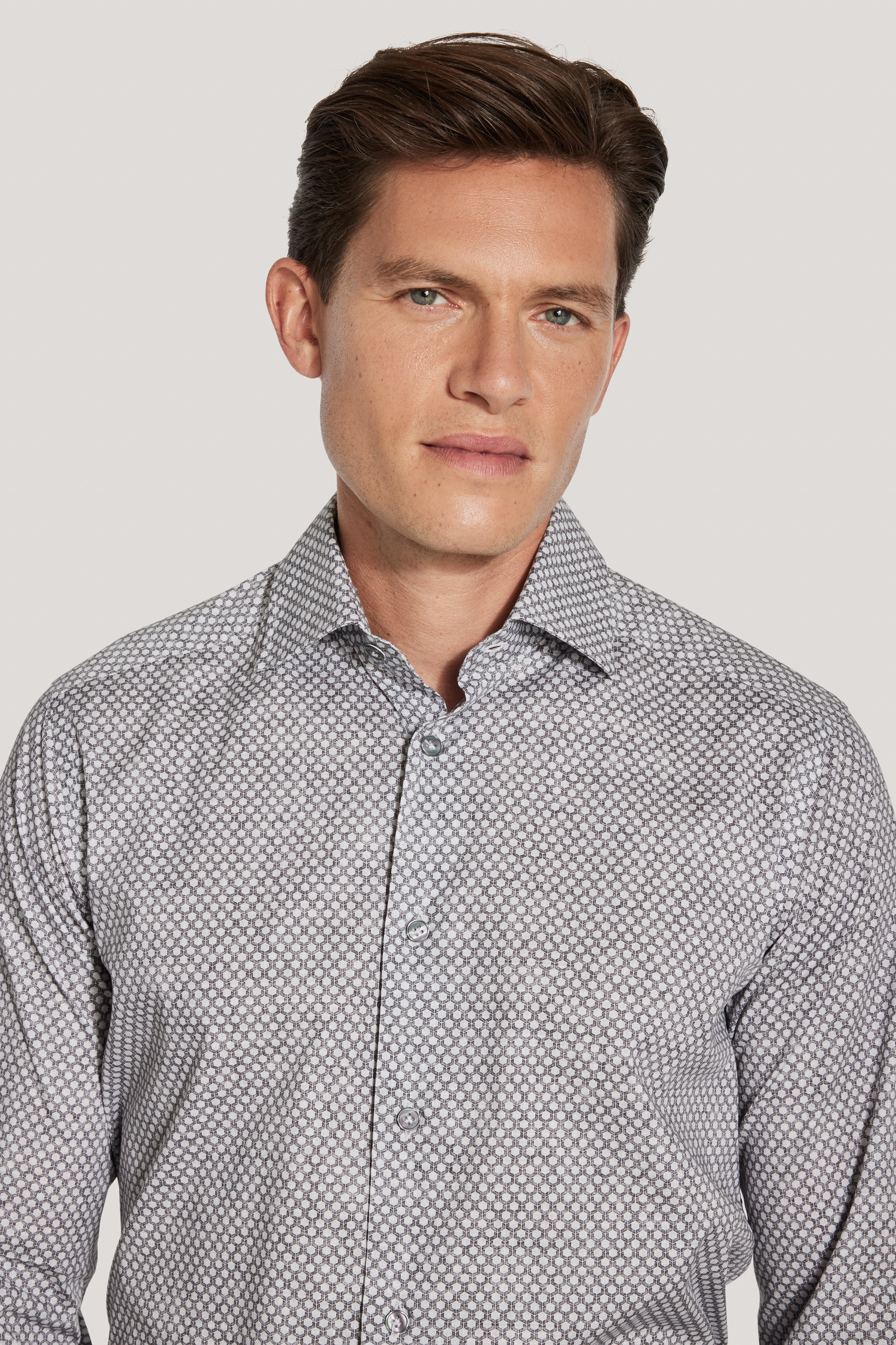 Alt view 1 Grey Geoprint Long Sleeve Sportshirt