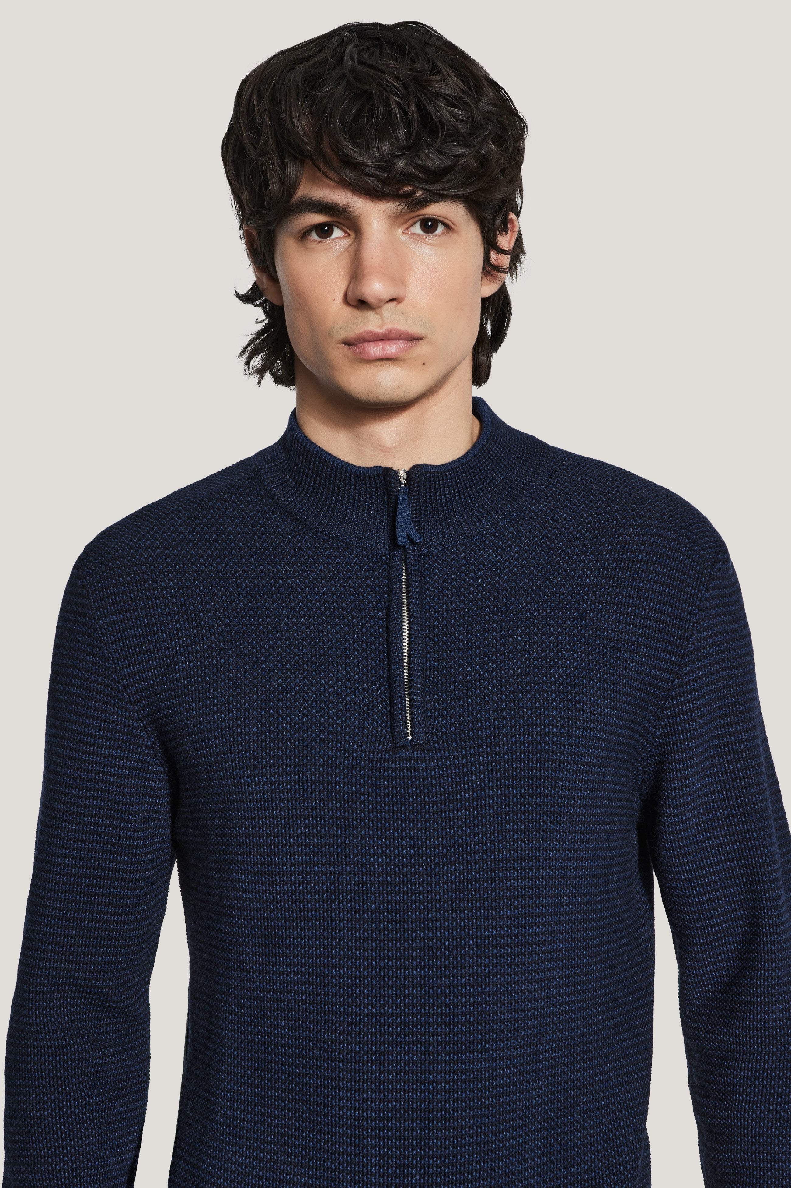 Alt view 1 Blue Melange Quarter Zip Sweater