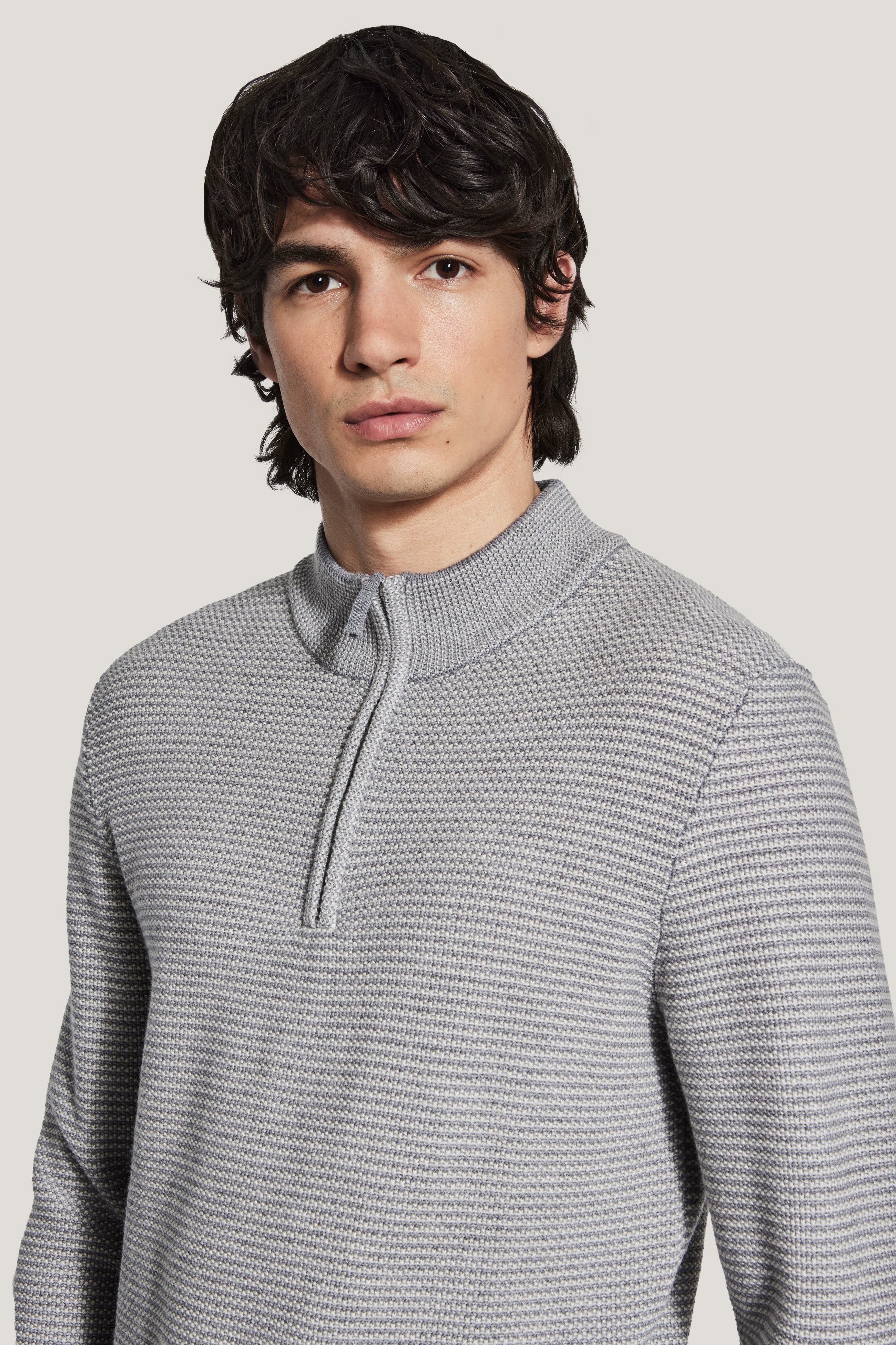 Alt view 1 Grey Melange Quarter Zip Sweater