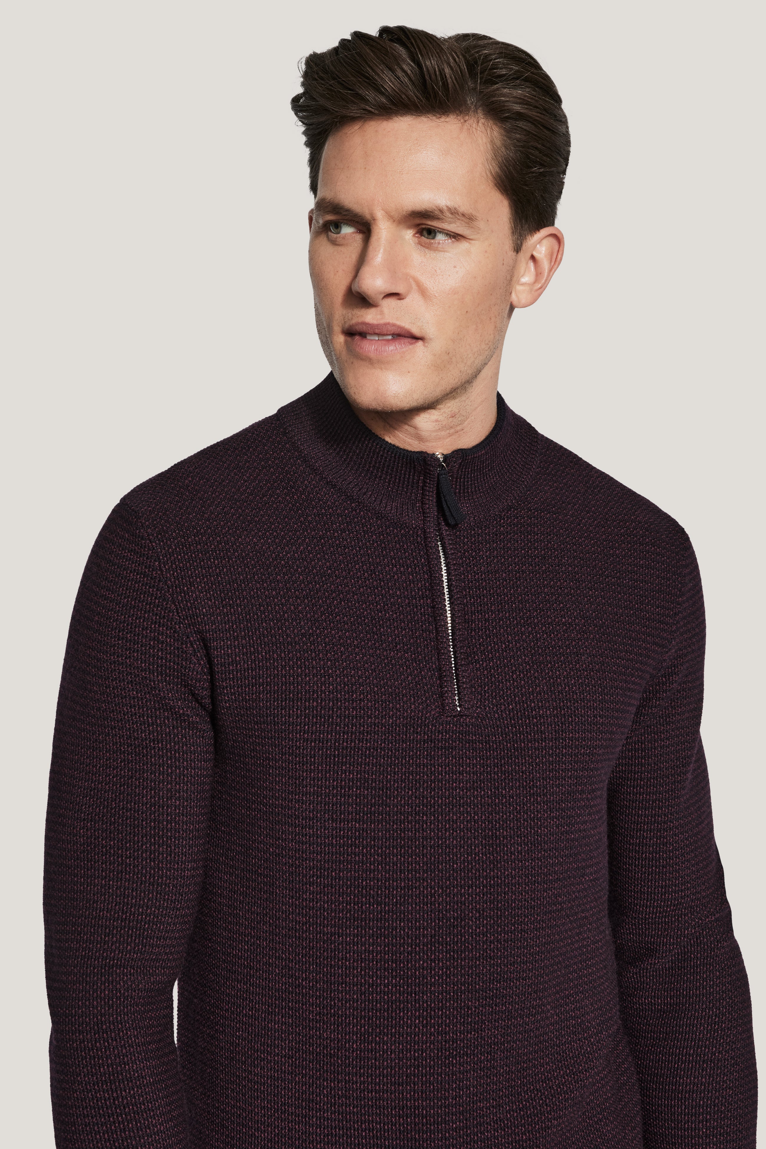 Vue alternative 1 Pull zippé à quart de zip, mélange de vin