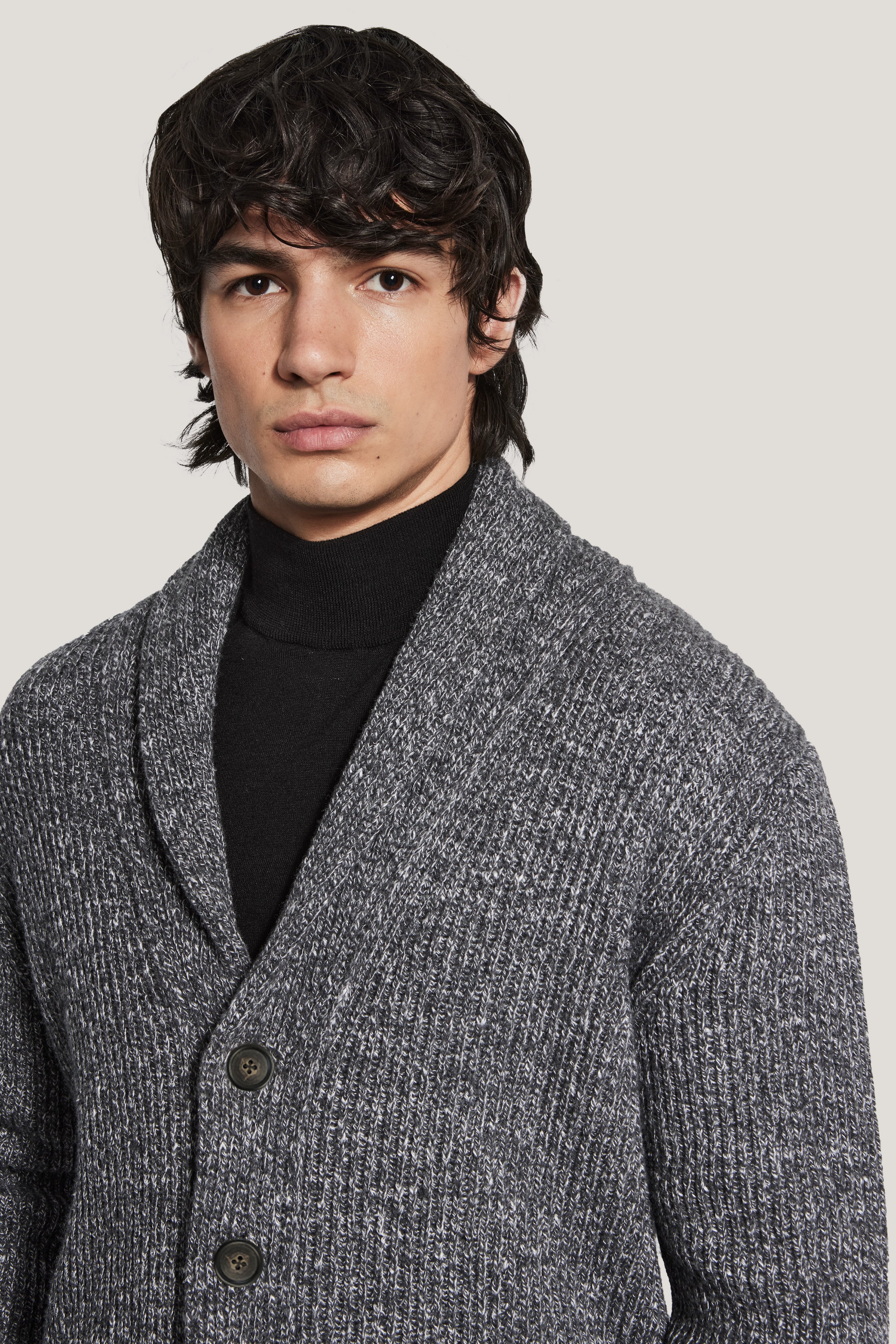 Alt view 1 Grey Shawl Collar Cardigan