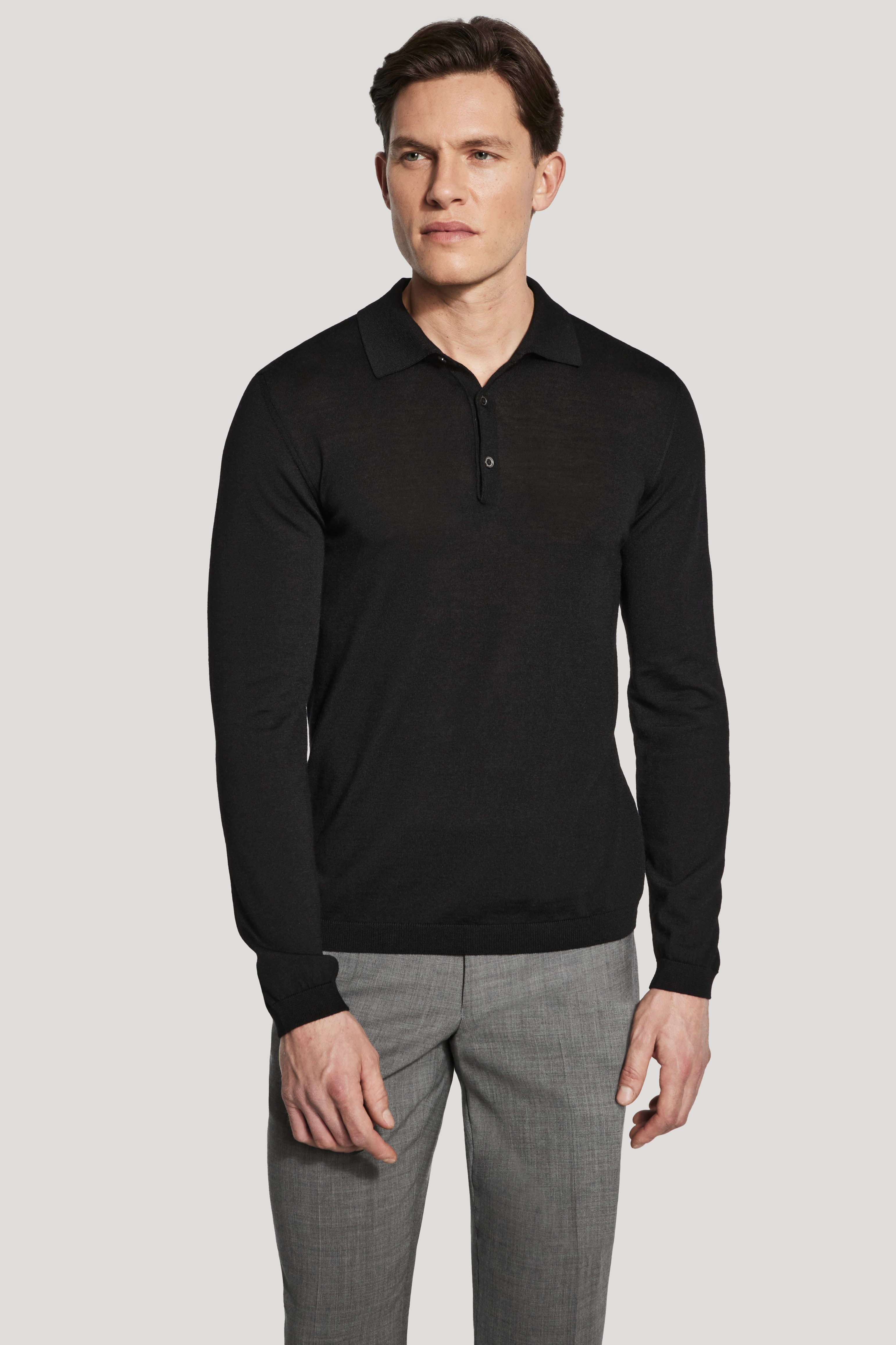 Alt view Black Long Sleeve Polo