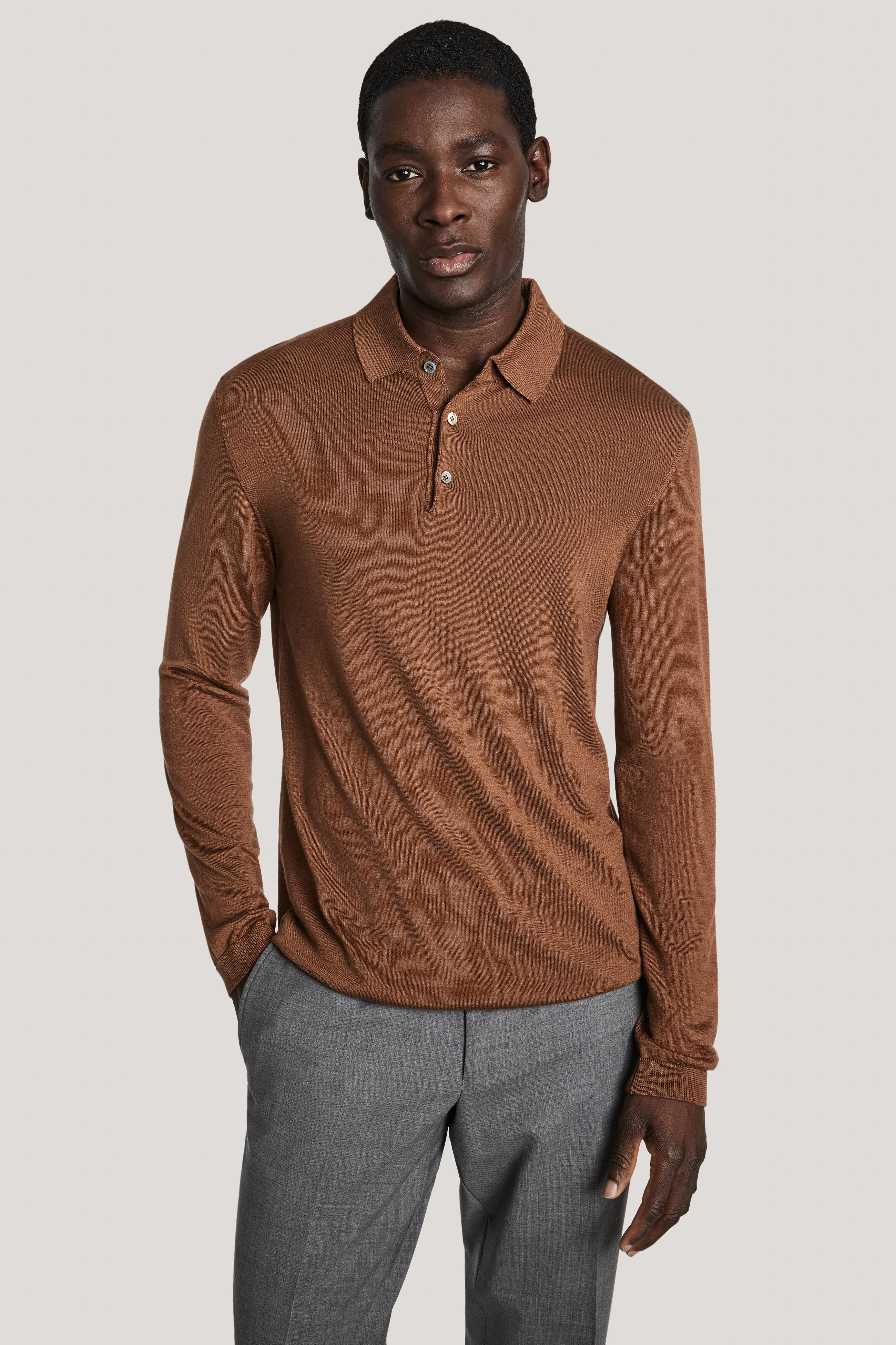 Alt view Camel Long Sleeve Polo