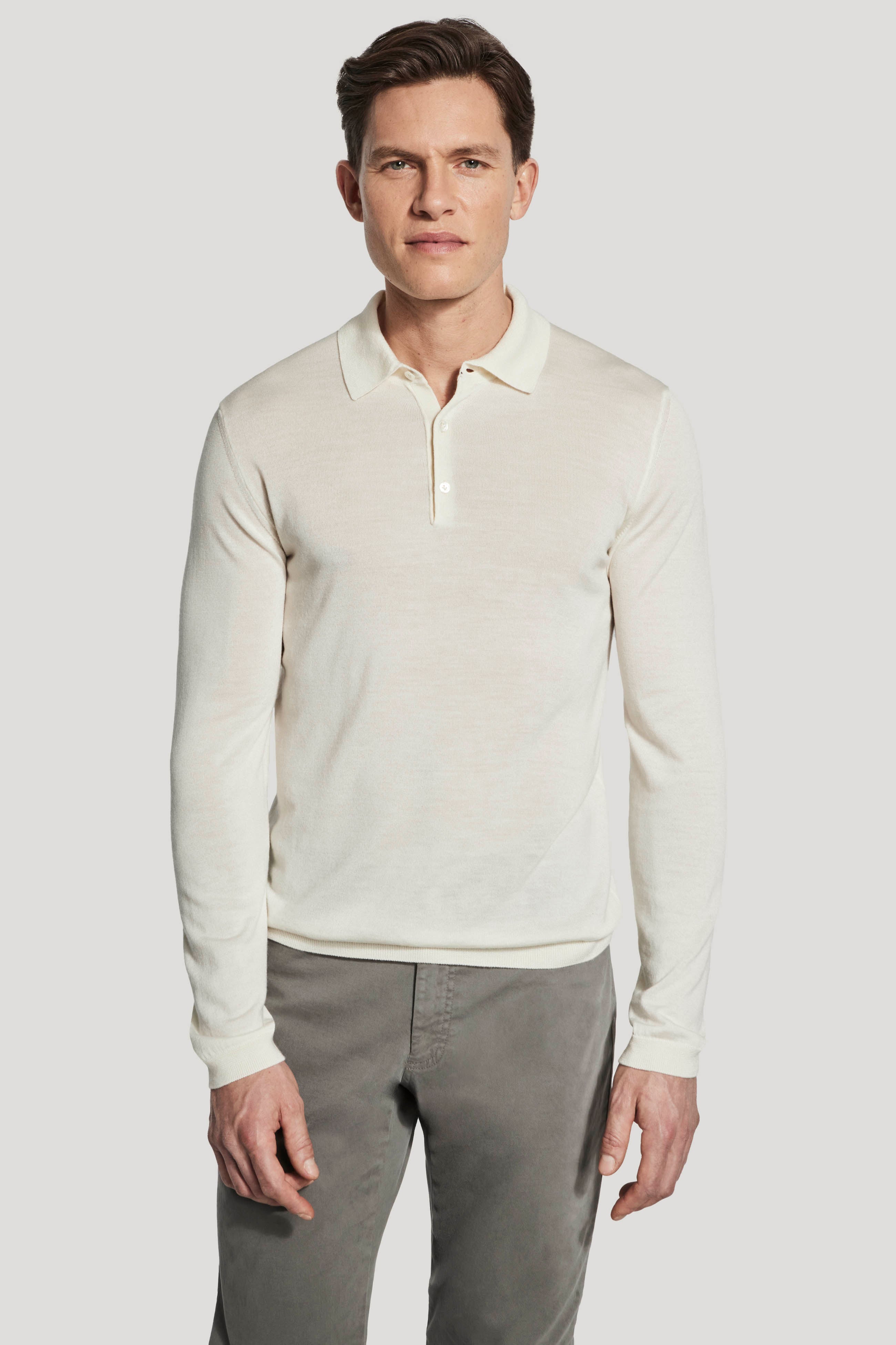 Alt view Ecru Long Sleeve Polo