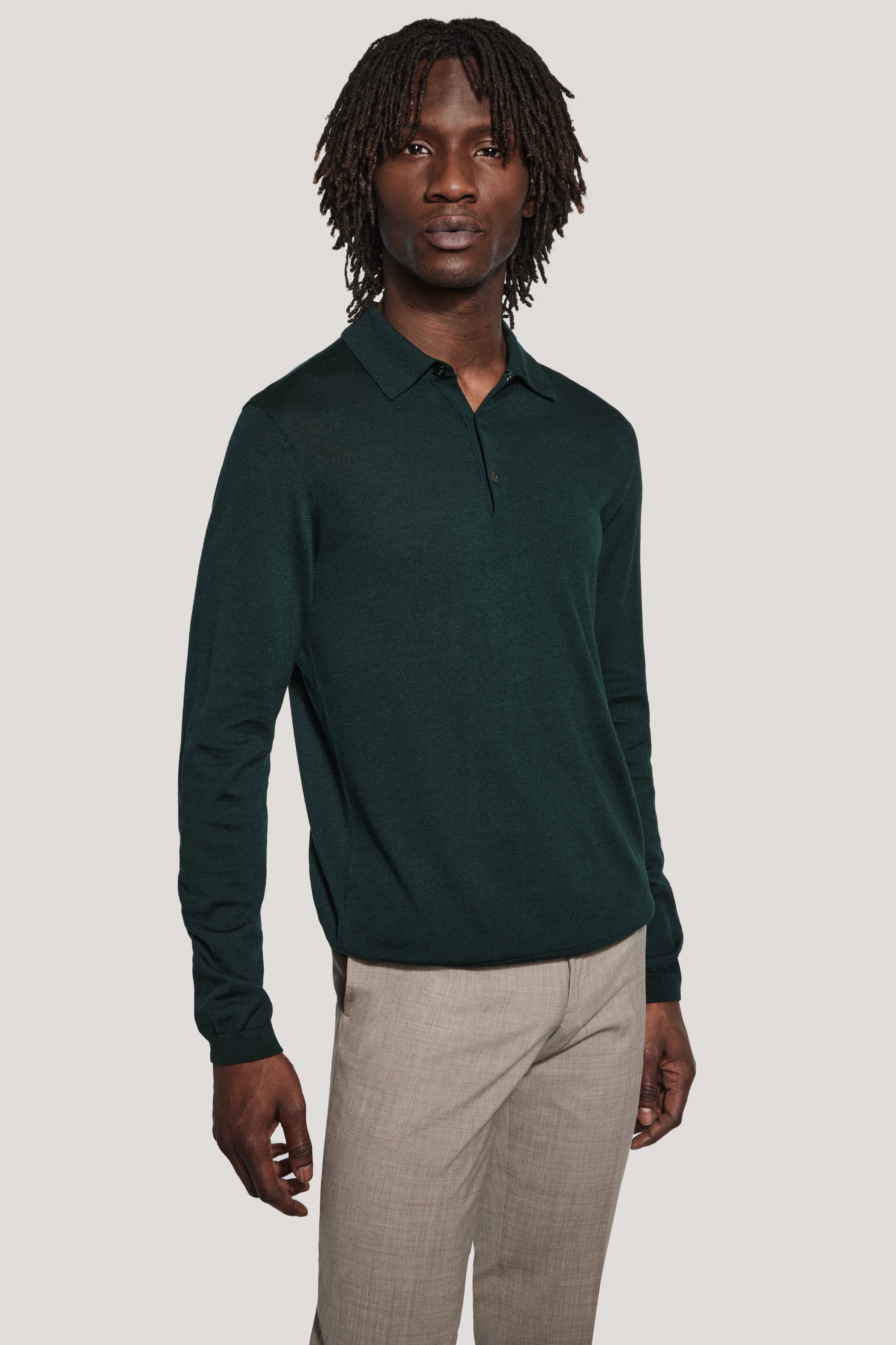Alt view Forest Green Long Sleeve Polo