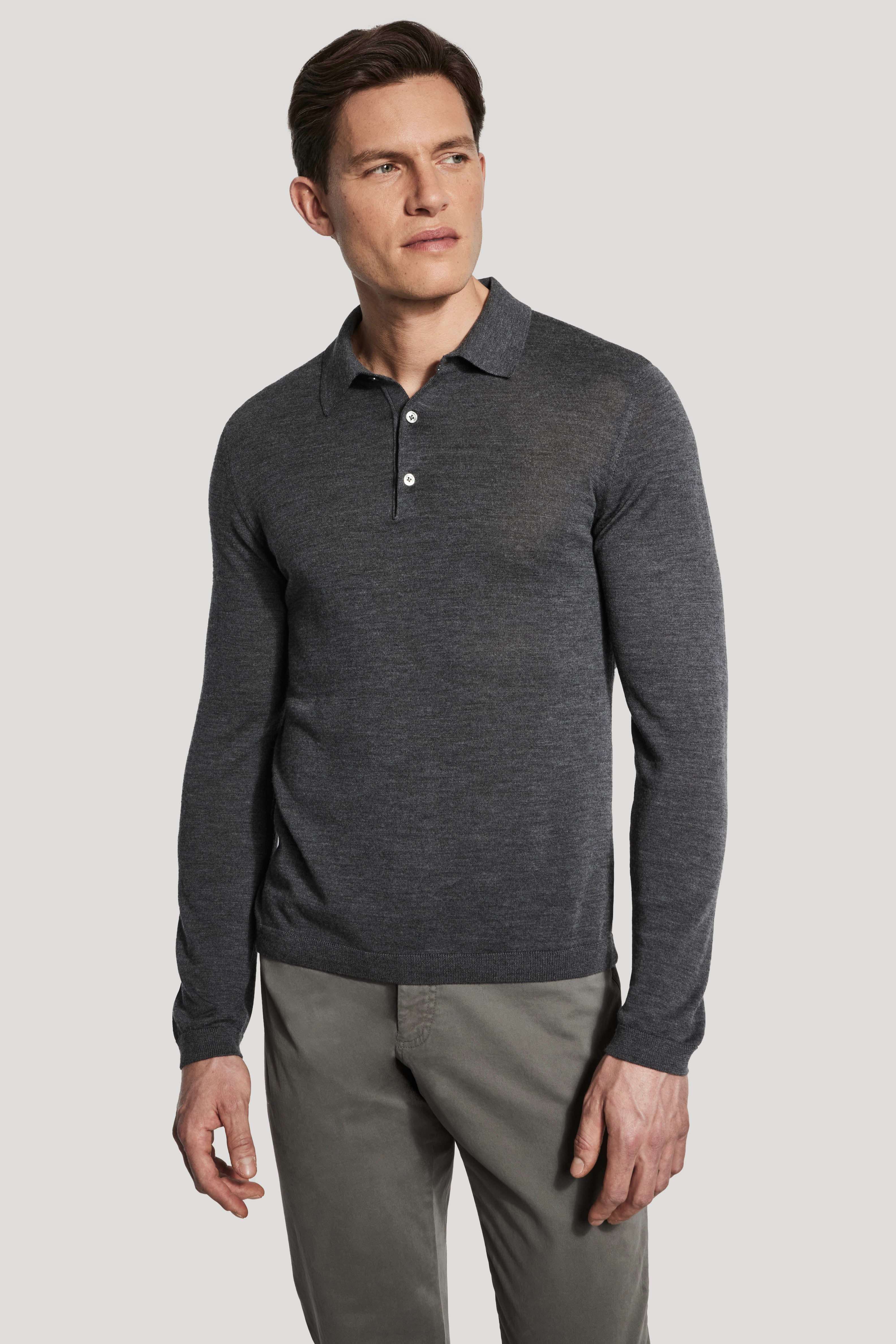 Alt view Grey Long Sleeve Polo