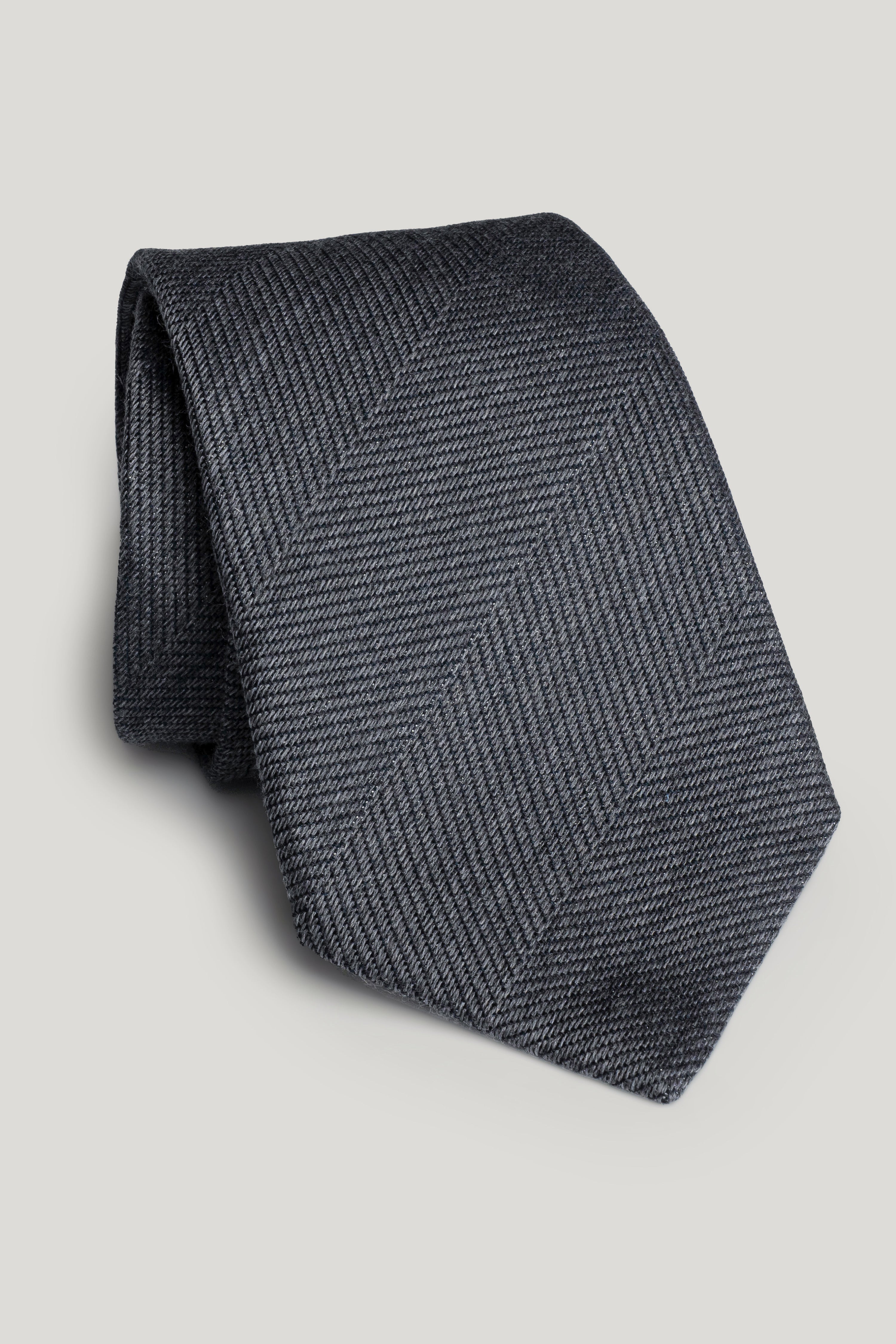 Alt view Grey Herringbone Woven Tie