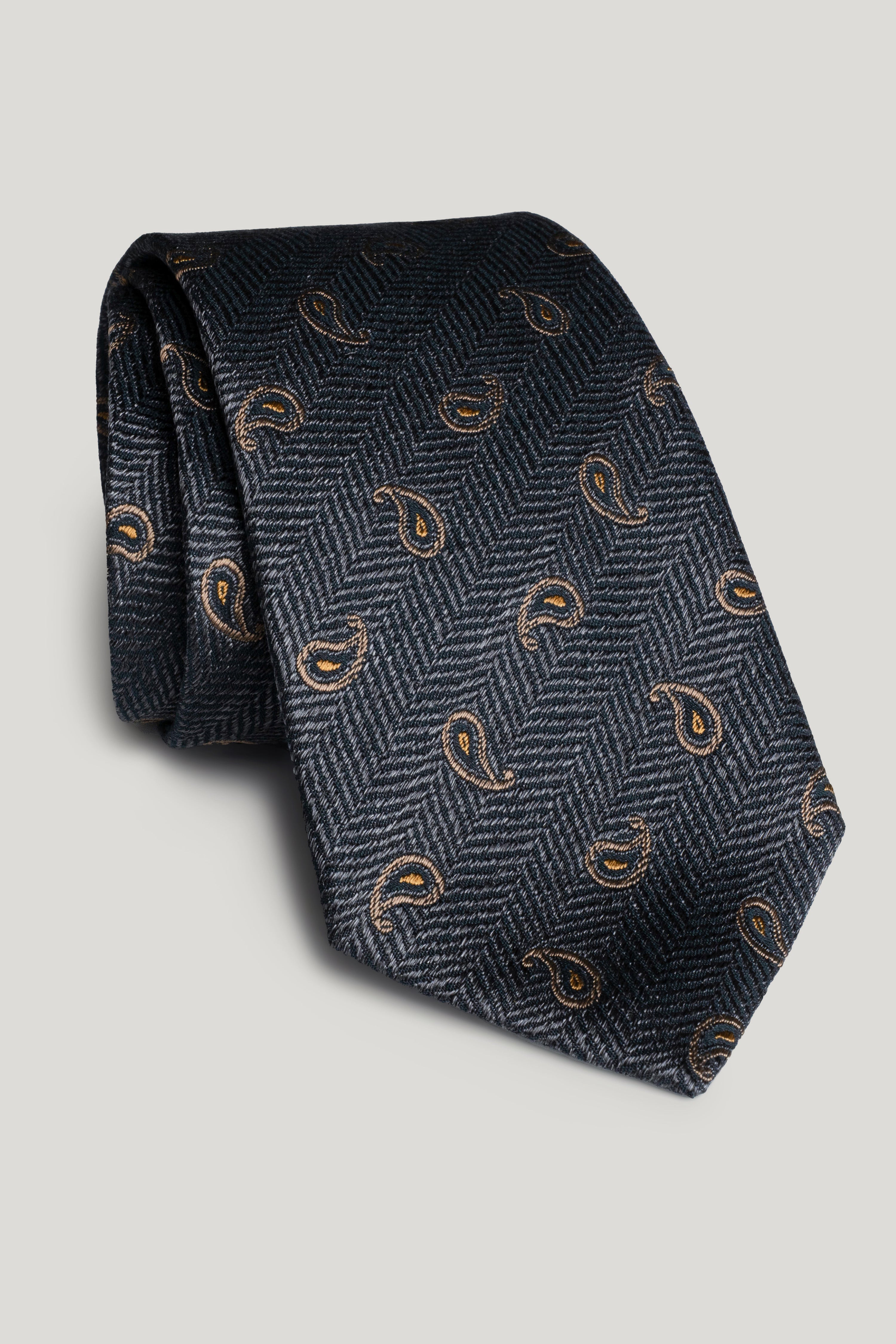 Alt view Grey Paisley Woven Tie