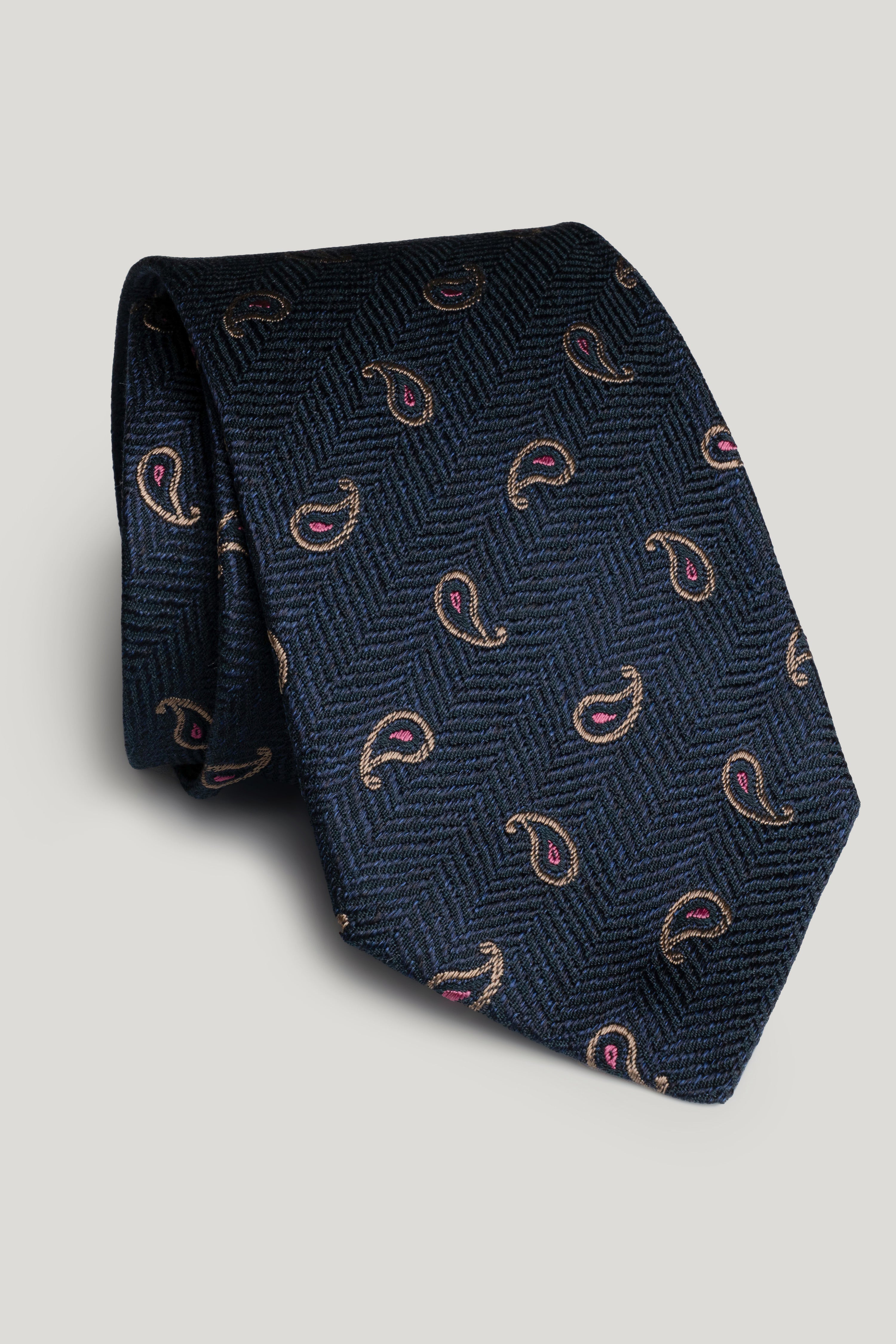 Alt view Navy Paisley Woven Tie